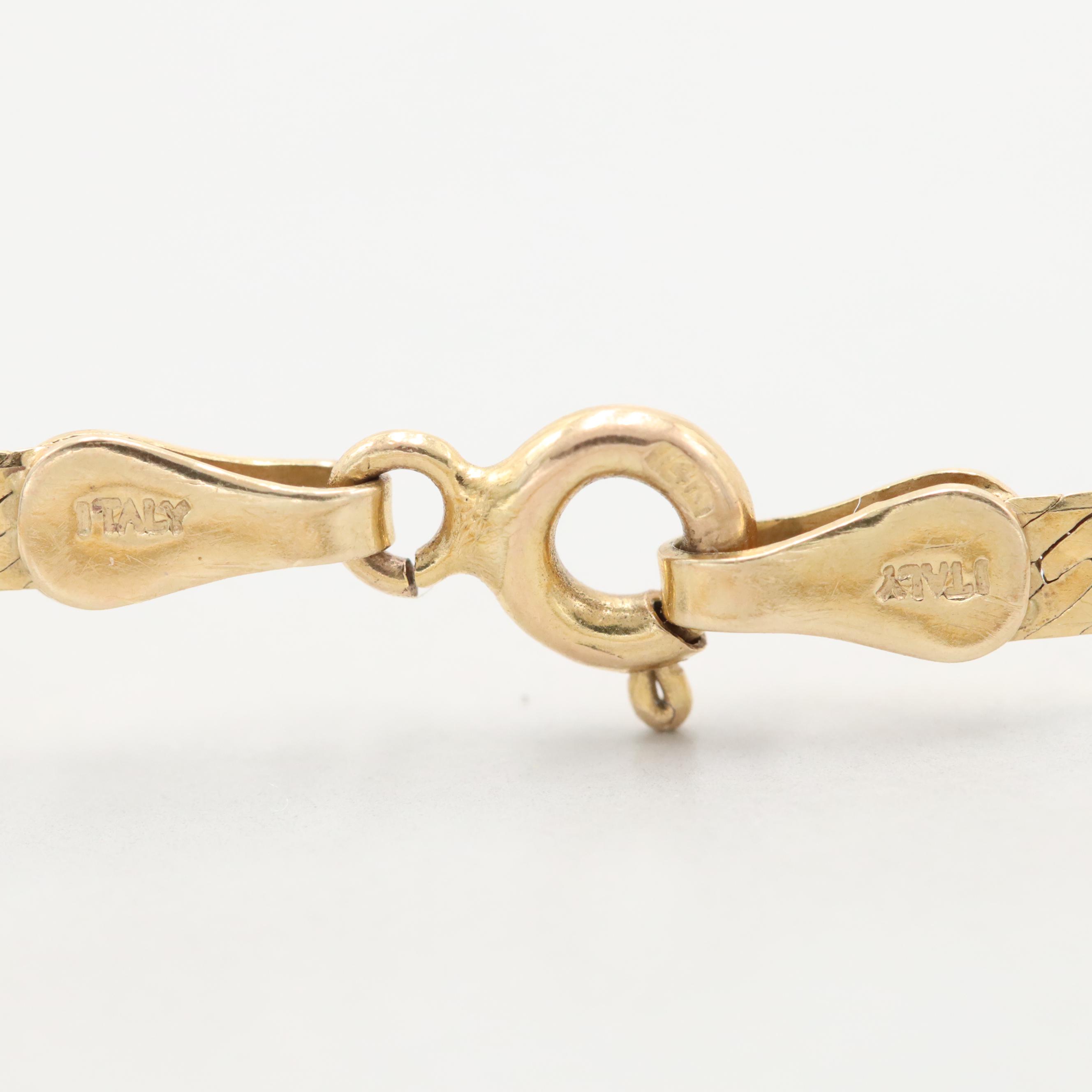 14K Yellow Gold Herringbone Chain Bracelet
