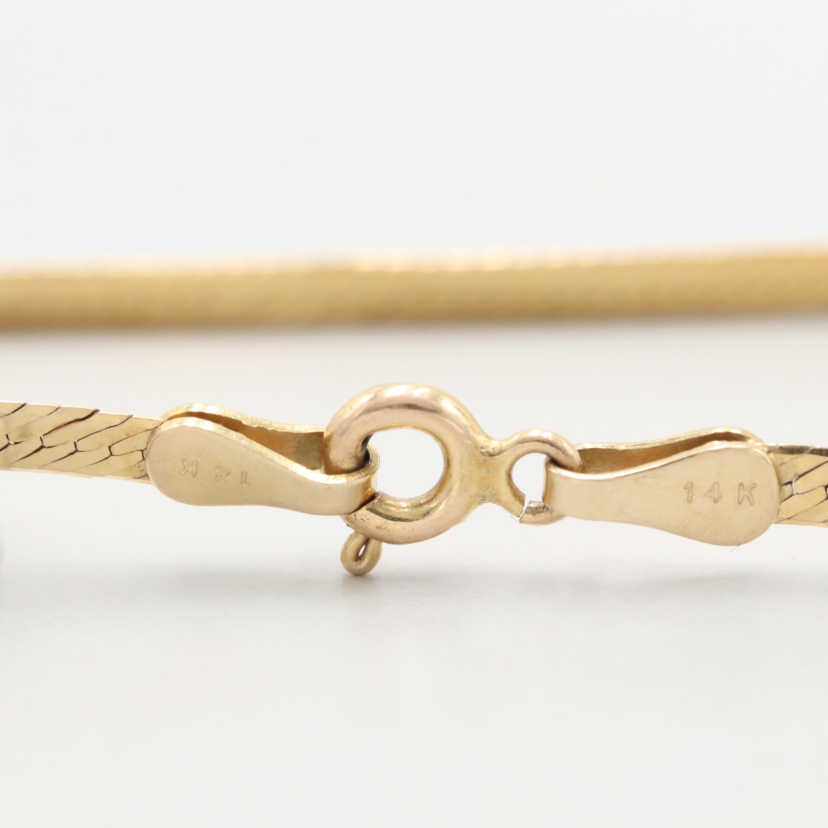 14K Yellow Gold Herringbone Chain Bracelet