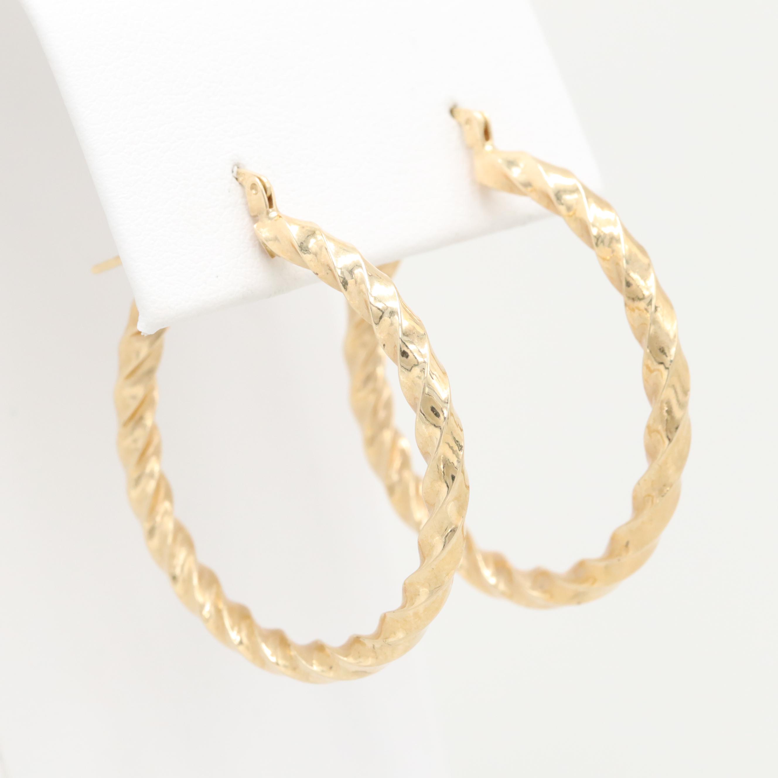 Mark Anthony 14K Yellow Gold Twisted Hoop Earrings