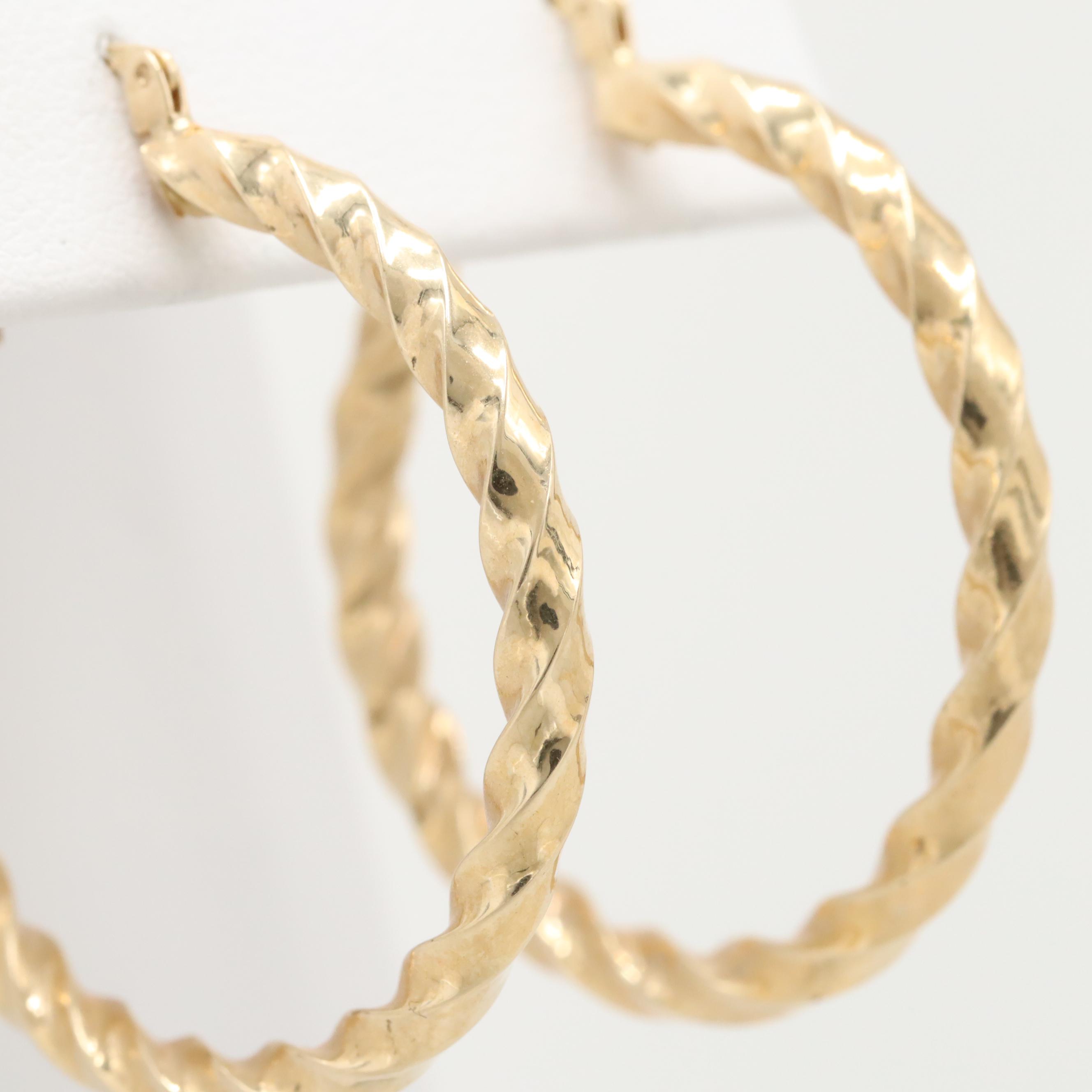 Mark Anthony 14K Yellow Gold Twisted Hoop Earrings