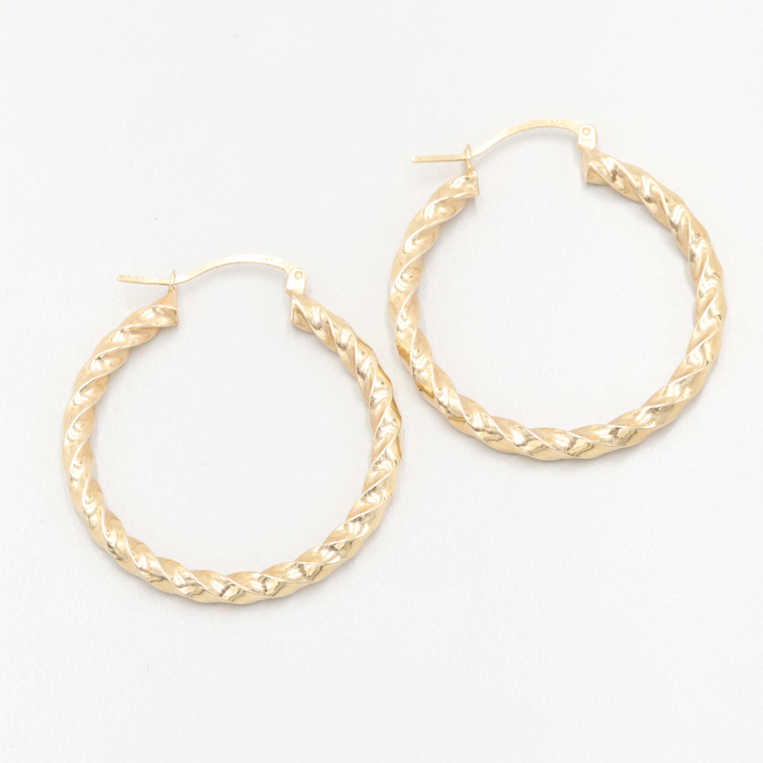 Mark Anthony 14K Yellow Gold Twisted Hoop Earrings