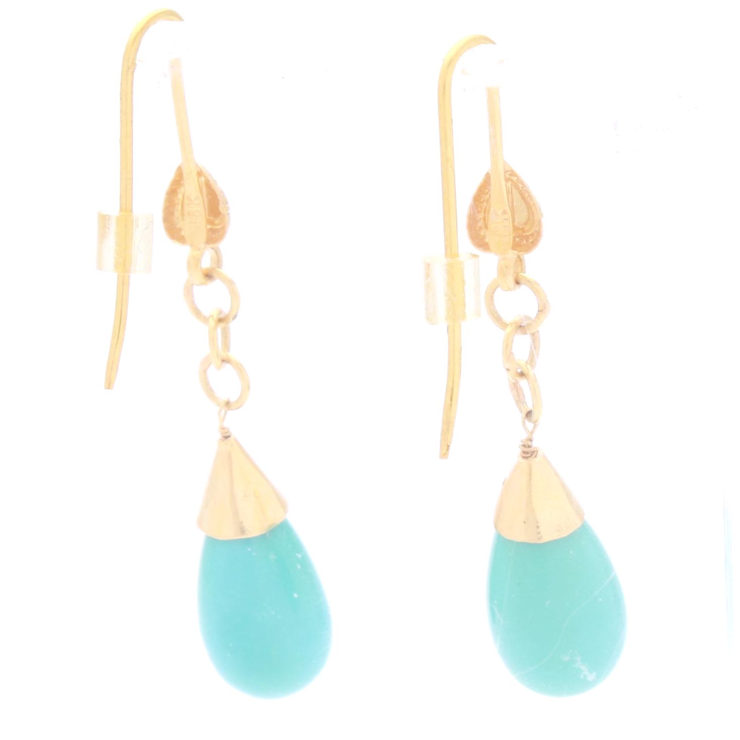 18K Yellow Gold and Turquoise Earrings