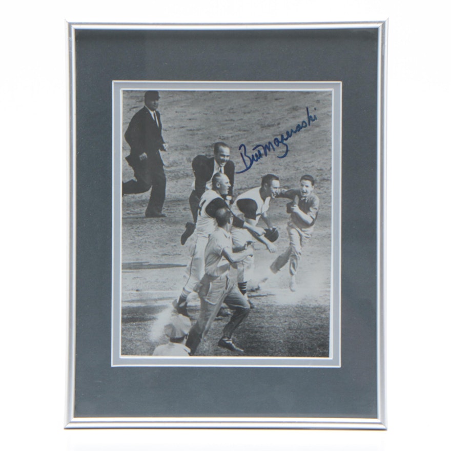 Bill Mazeroski Signed "Home Run" Framed Photo Print, JSA COA