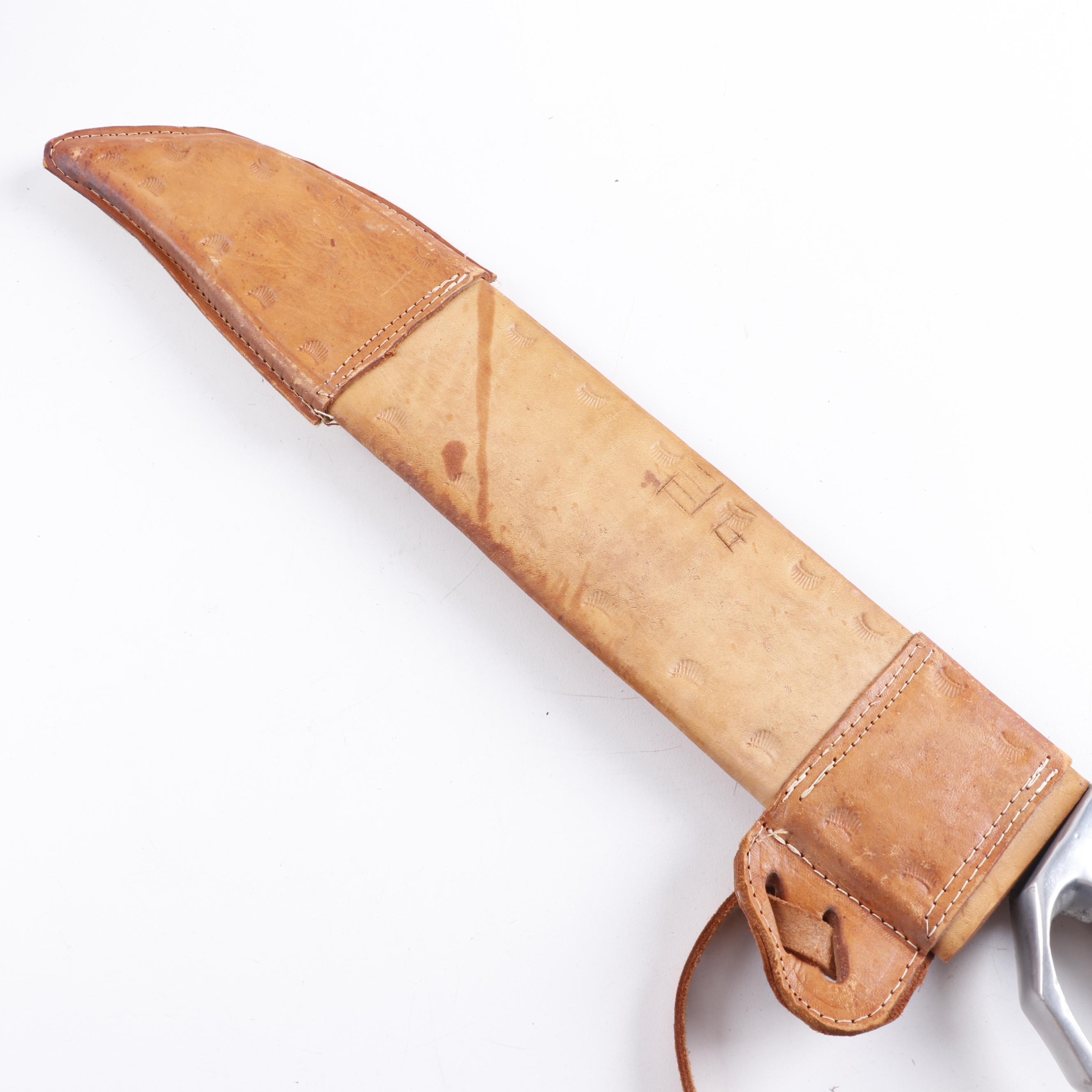 Oaxaca Mexico Steel Machete with Hand Stitched Leather Sheath