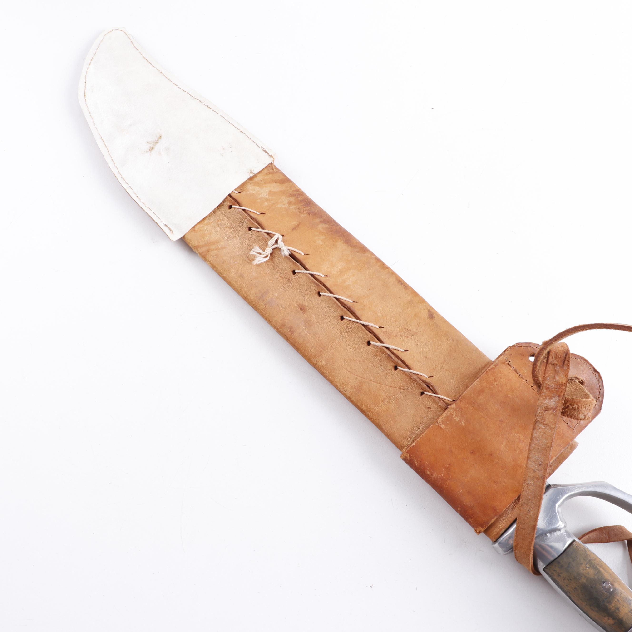 Oaxaca Mexico Steel Machete with Hand Stitched Leather Sheath