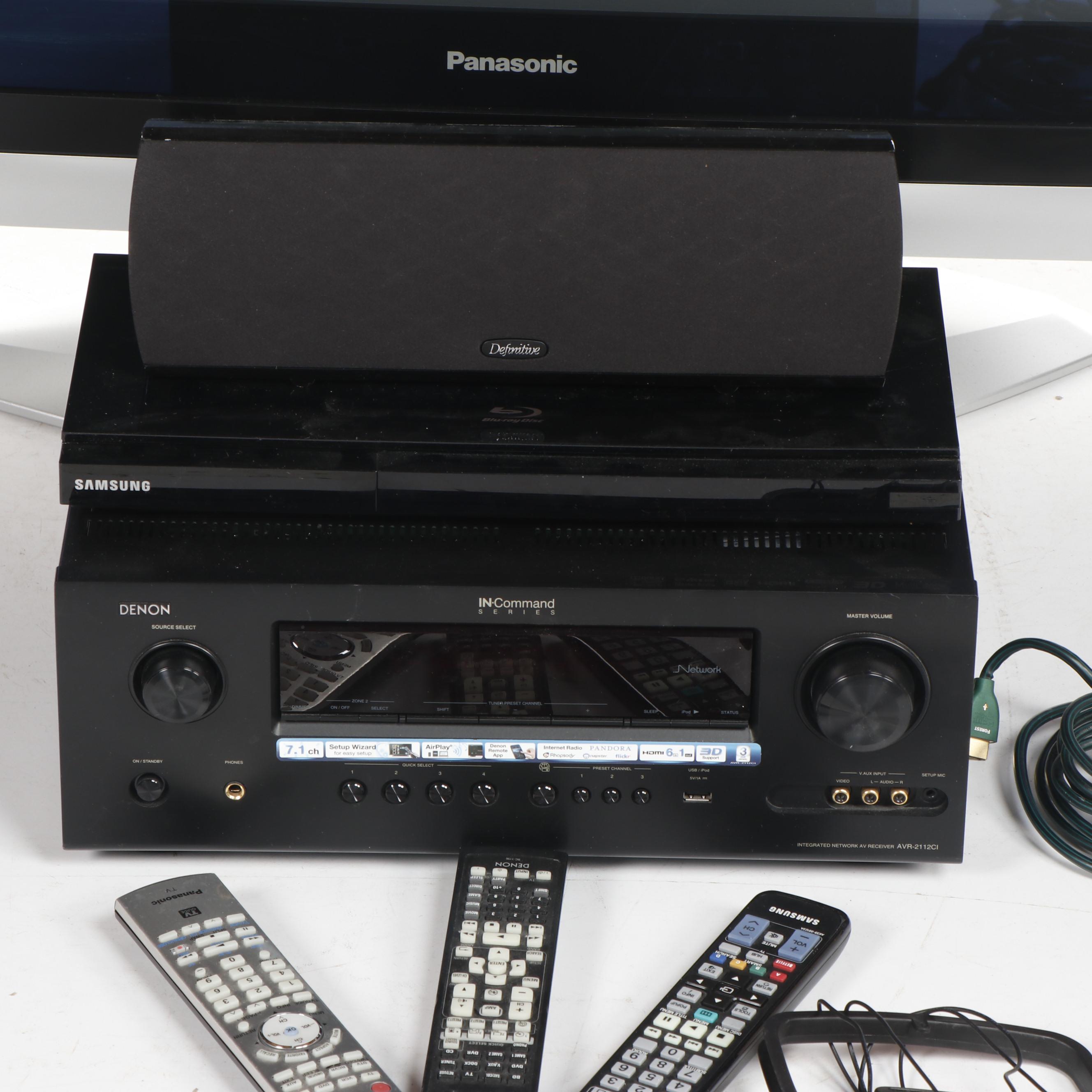 Panasonic Television with Definitive Subwoofer Speakers, Blu-ray Player and More