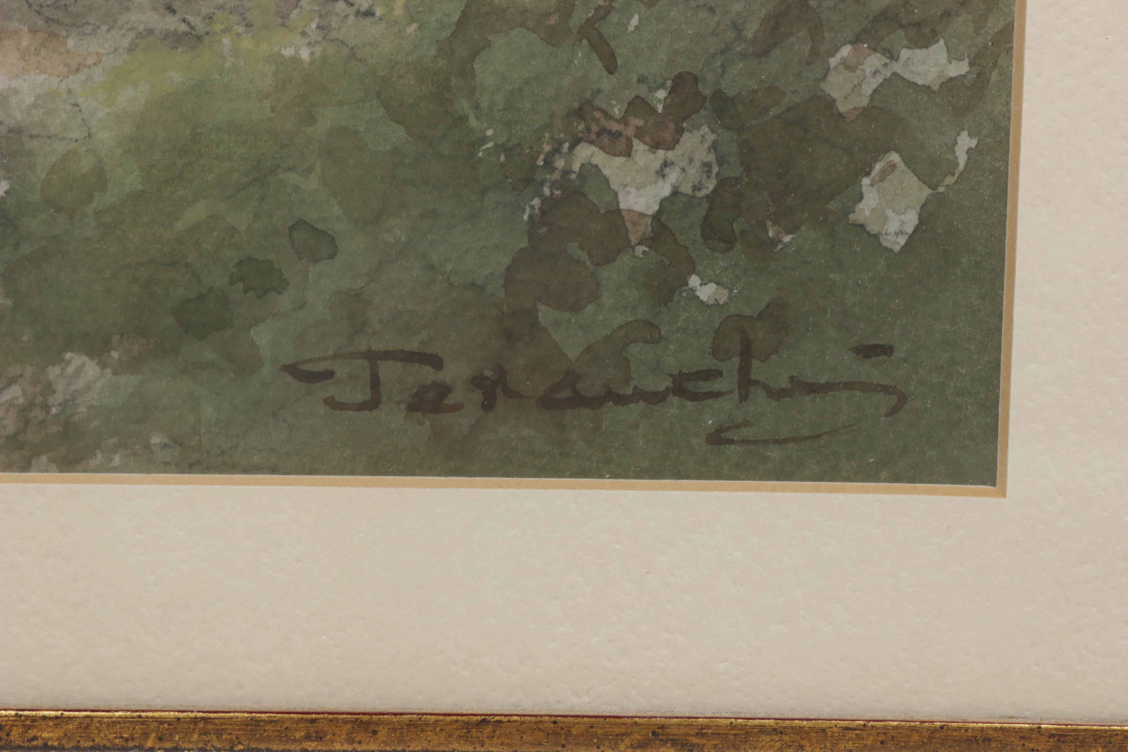 Fukutaro Terauchi Street Scene Watercolor Painting