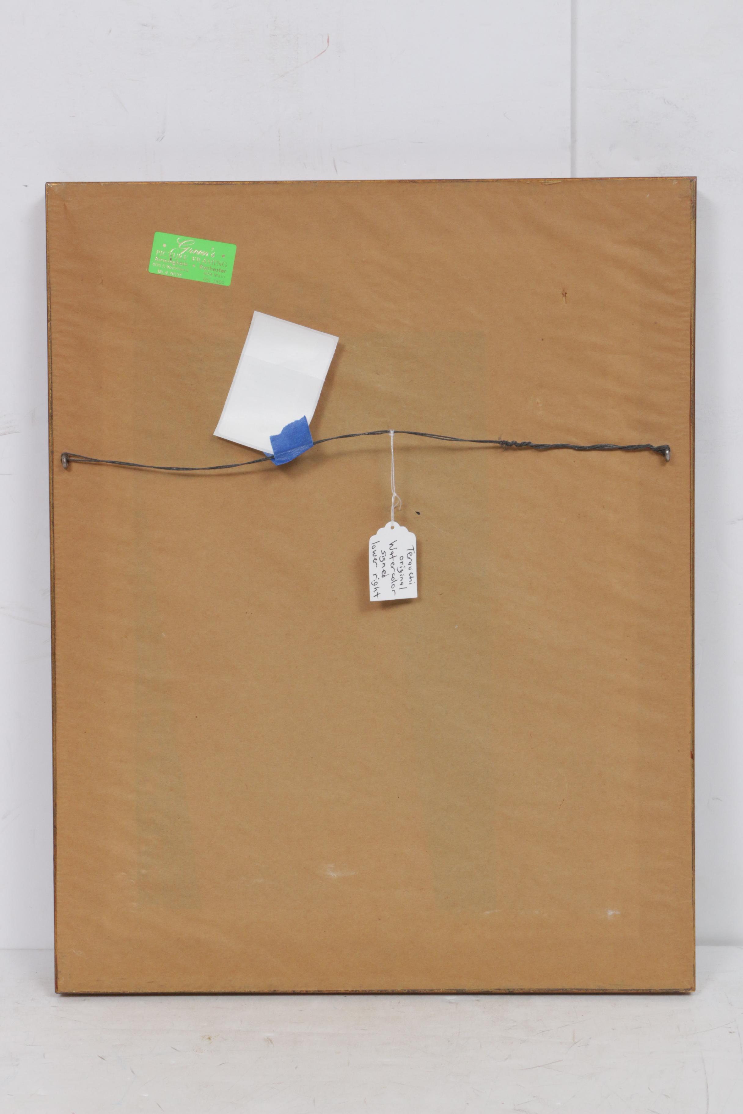 Fukutaro Terauchi Street Scene Watercolor Painting