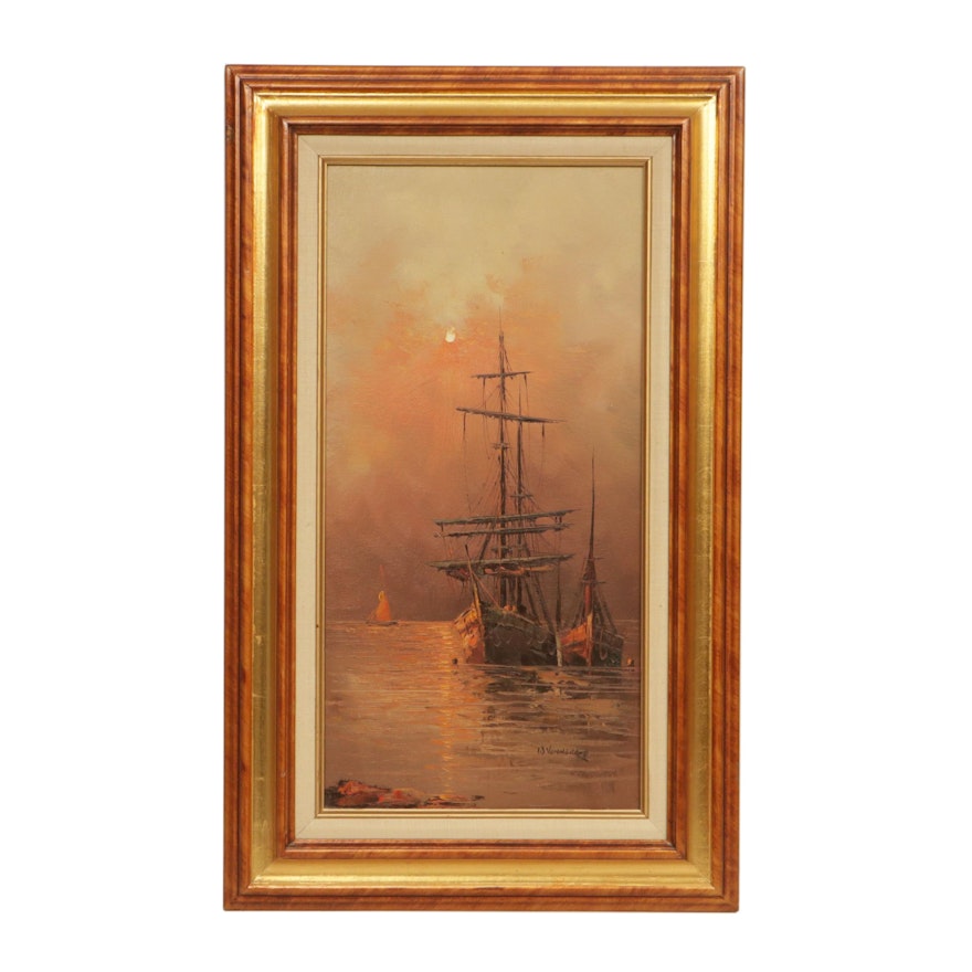 W. Vennekamp Ships Oil Painting