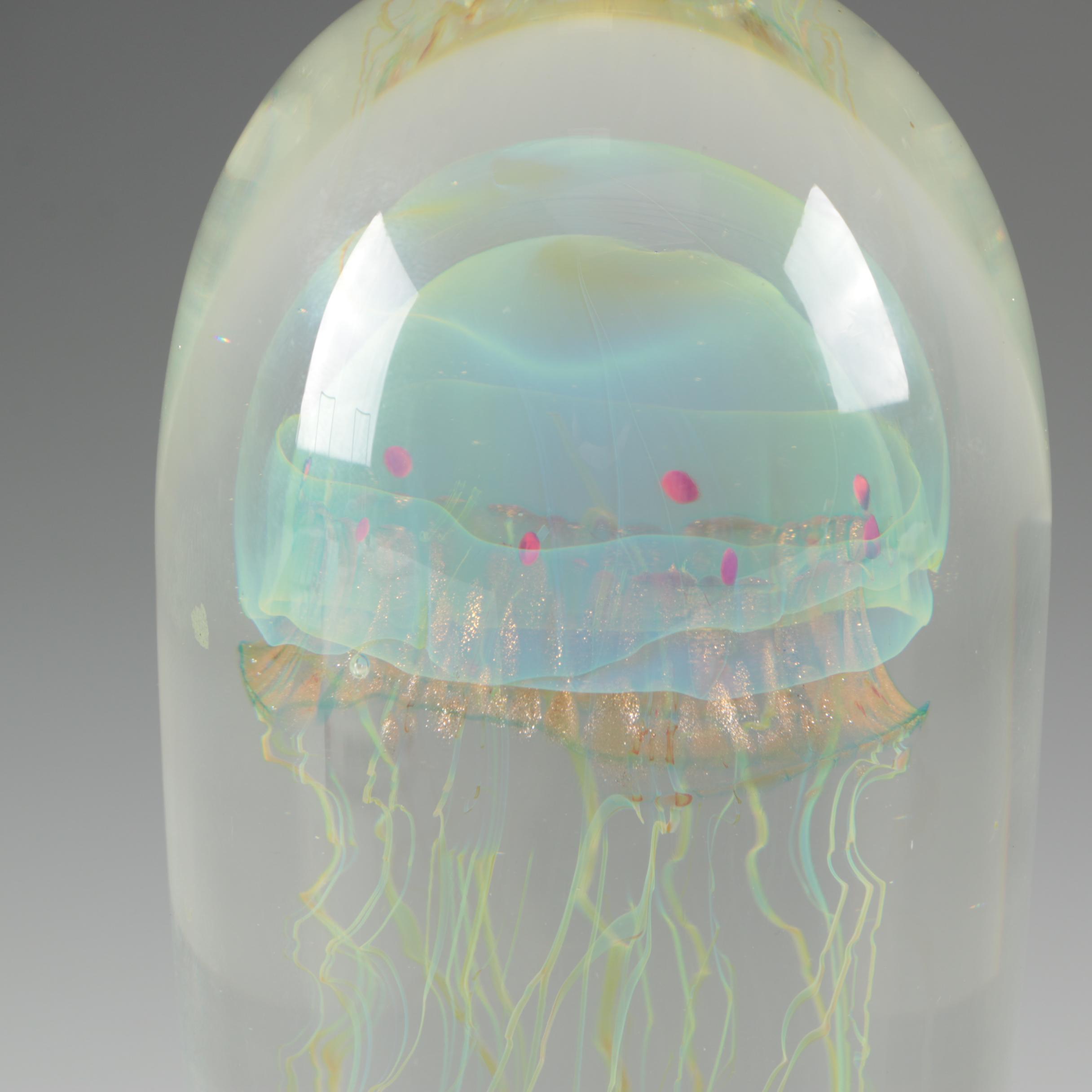 Satava Art Glass Jellyfish Paperweight