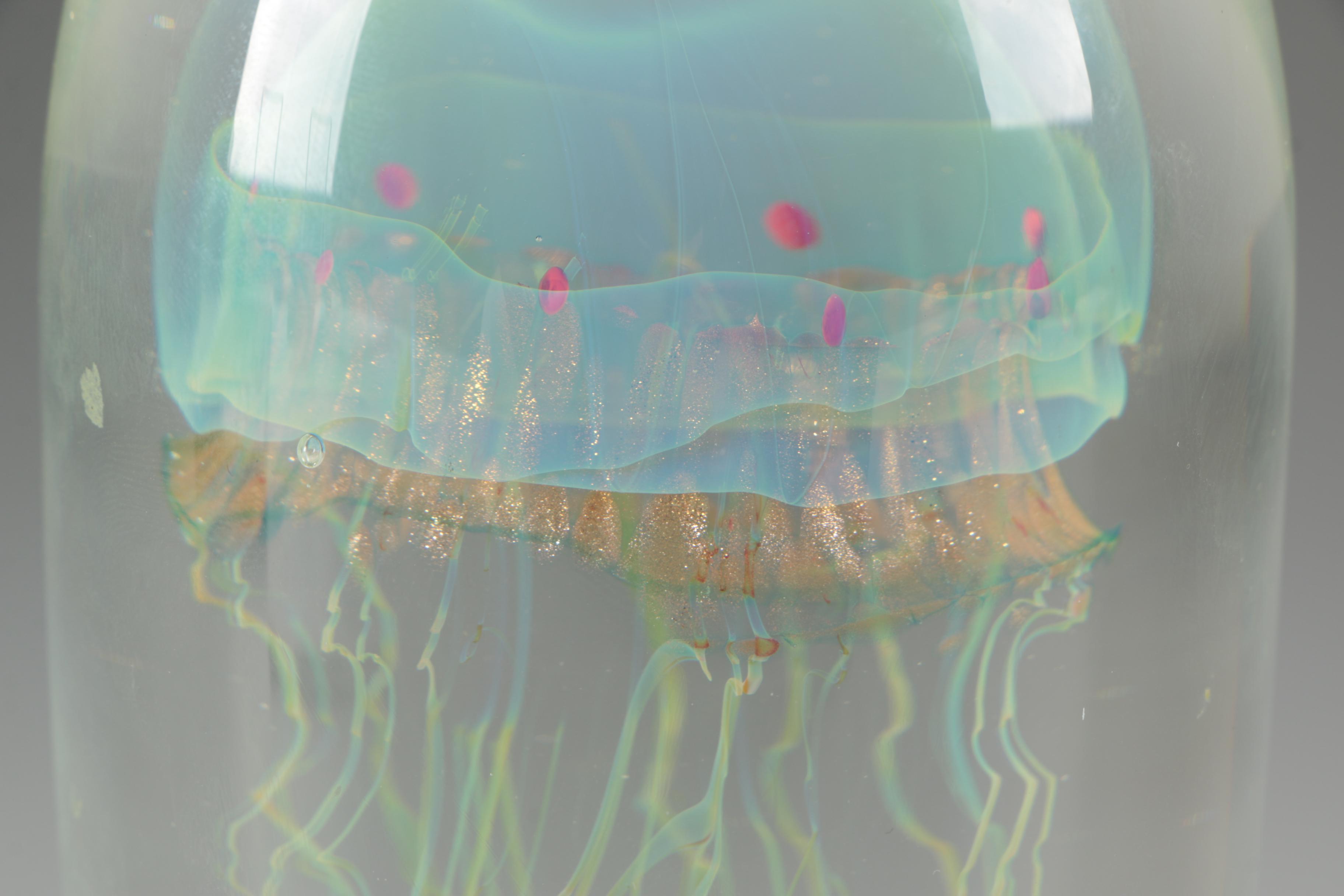 Satava Art Glass Jellyfish Paperweight