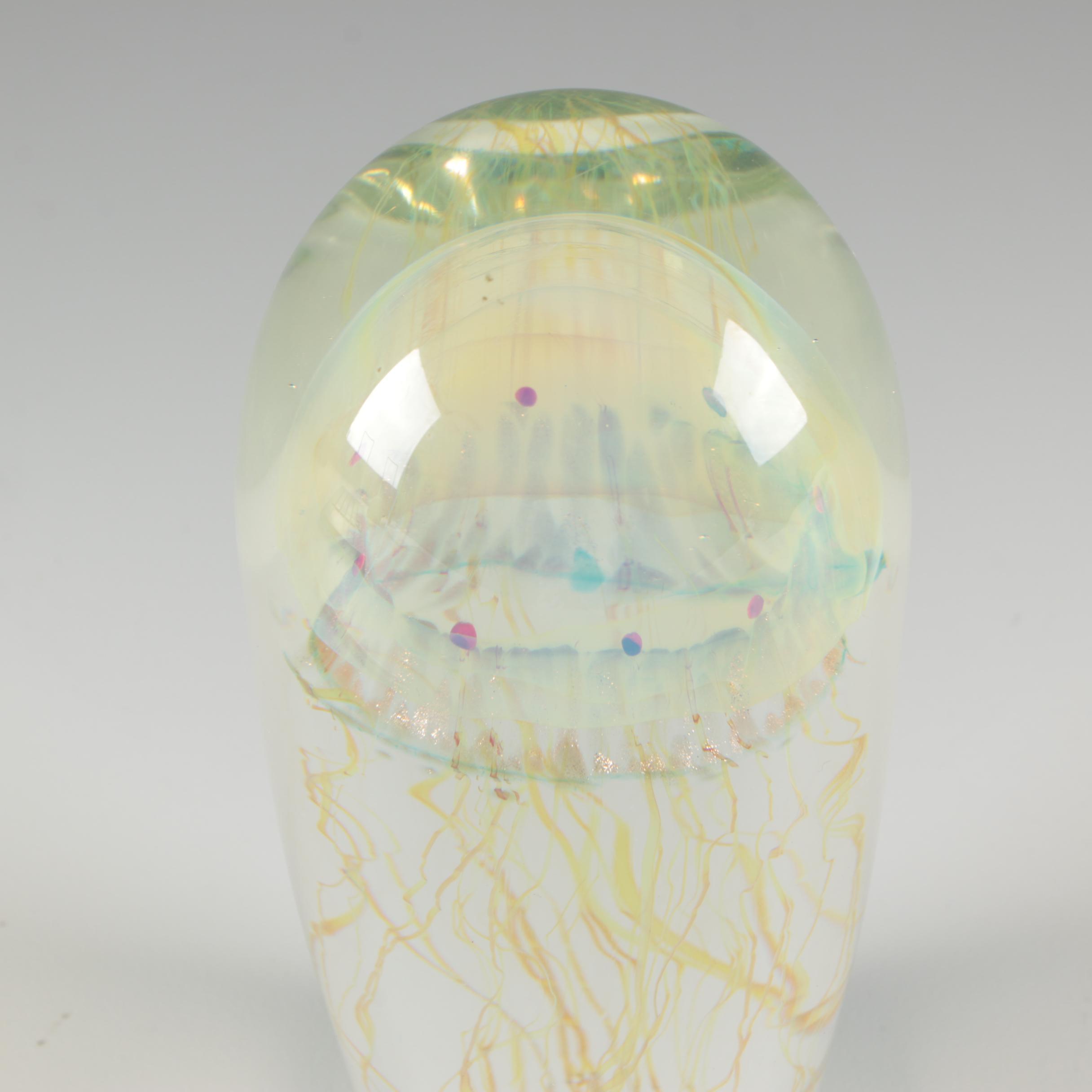 Satava Art Glass Jellyfish Paperweight