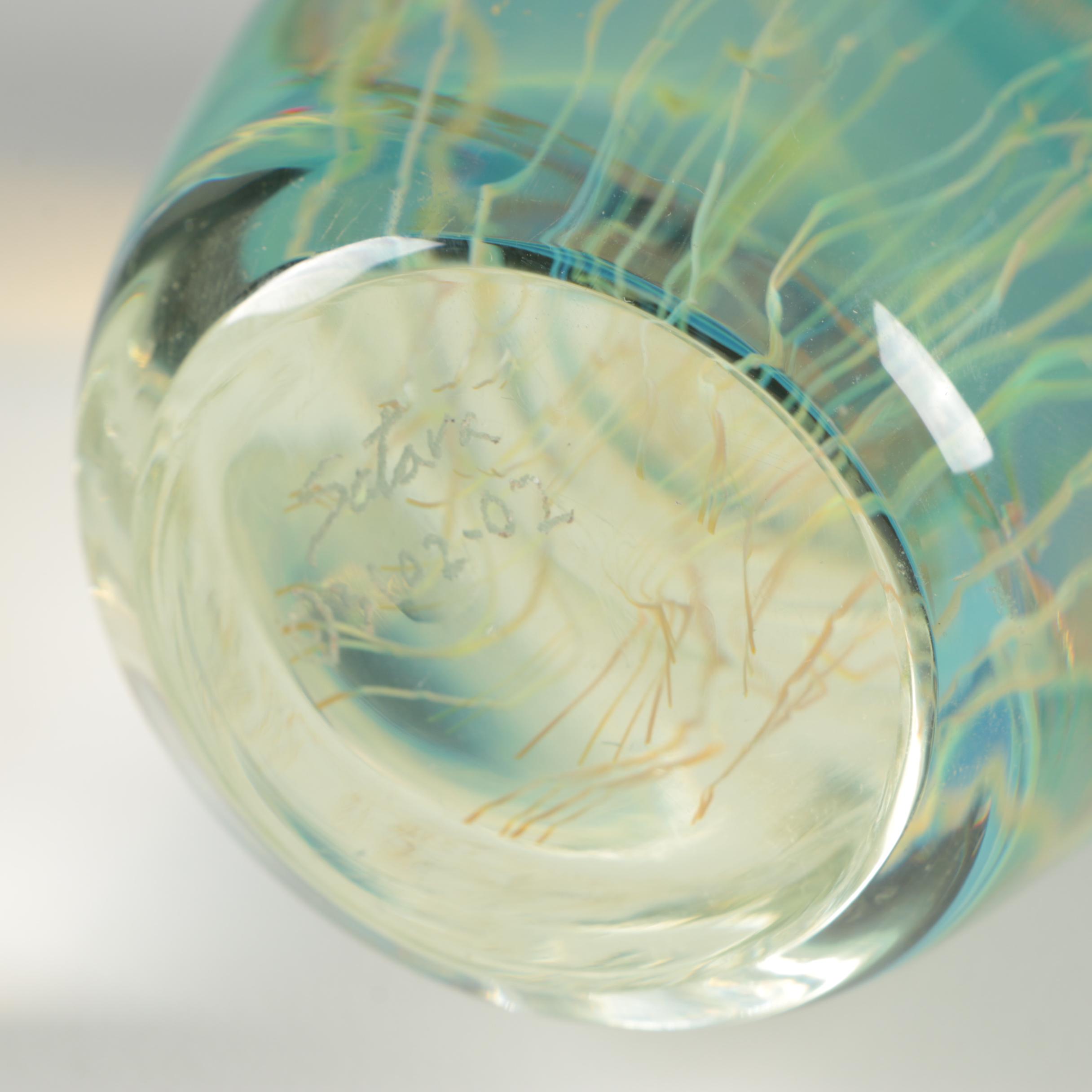 Satava Art Glass Jellyfish Paperweight