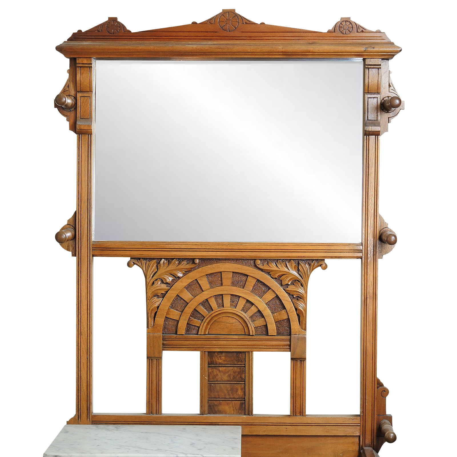 Victorian, Eastlake Style Walnut and Oak Hall Tree, Late 19th Century