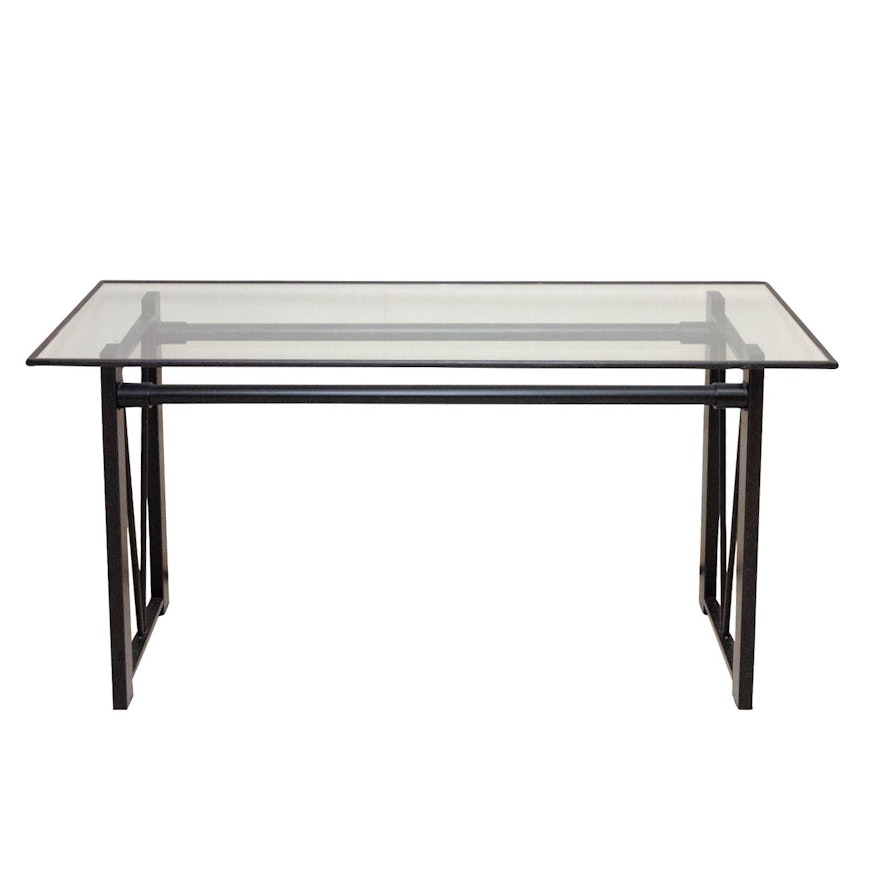 Contemporary Glass and Metal Console Table