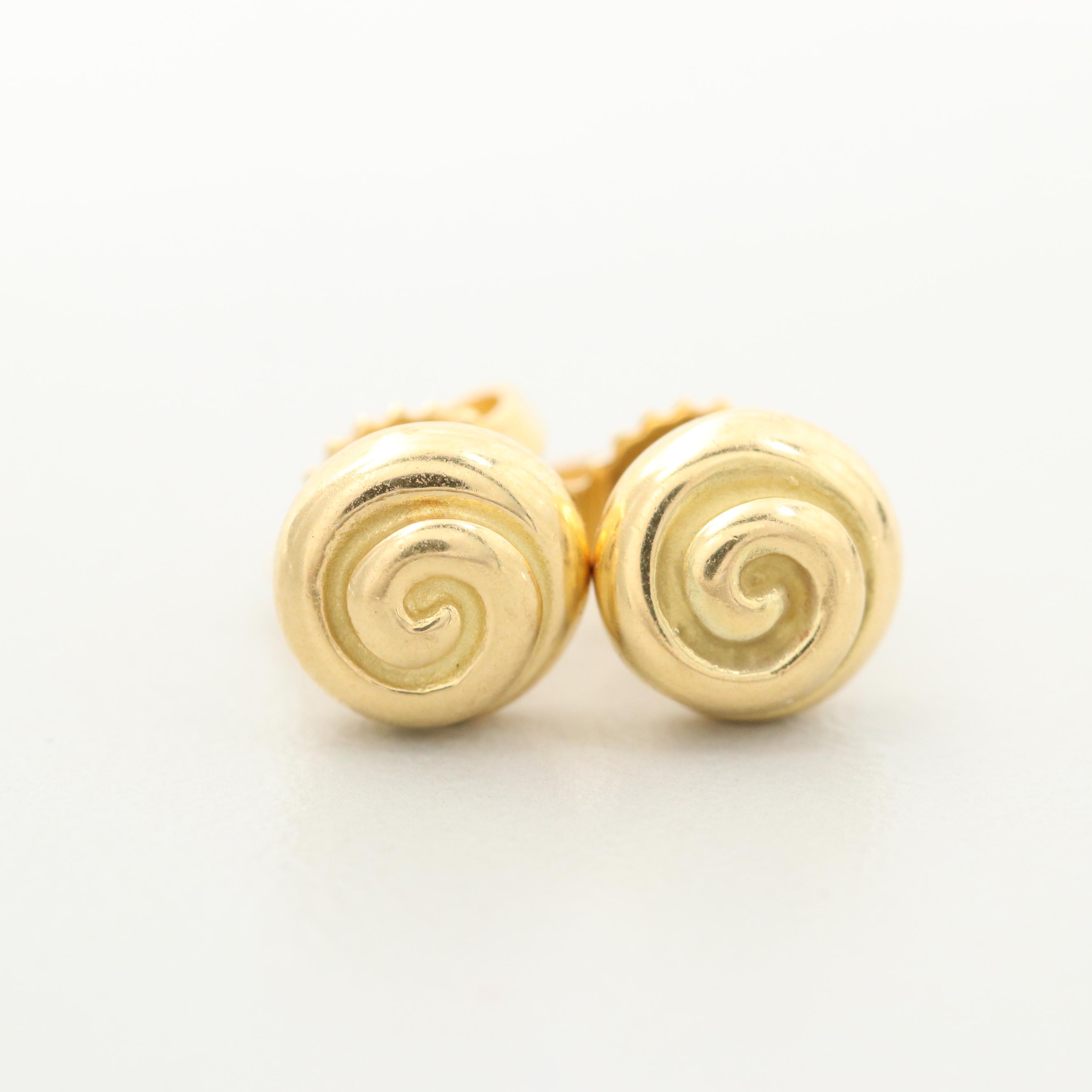Tiffany & Co. 18K Yellow Gold Spiral Swirl Stud Earrings