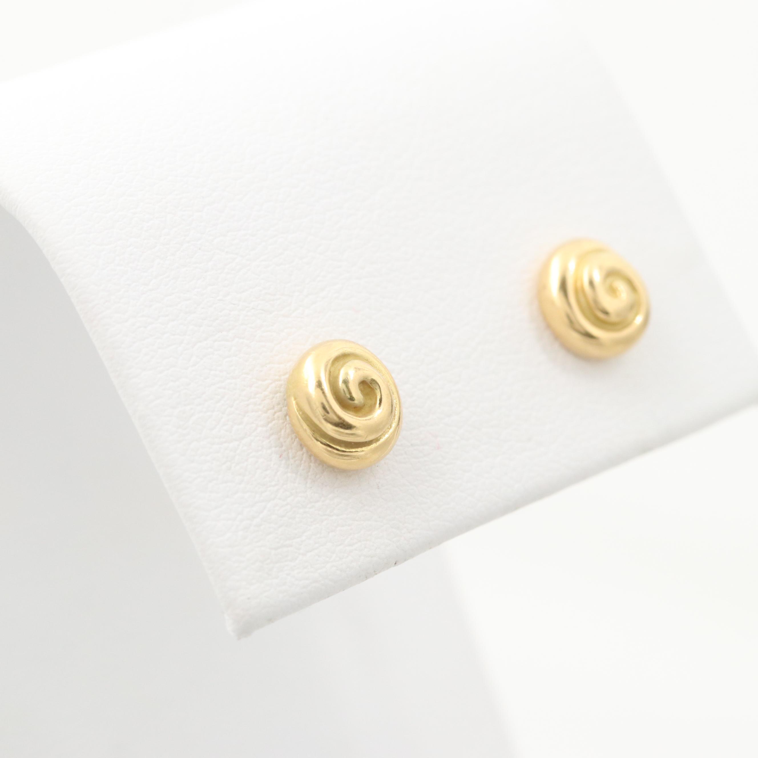 Tiffany & Co. 18K Yellow Gold Spiral Swirl Stud Earrings