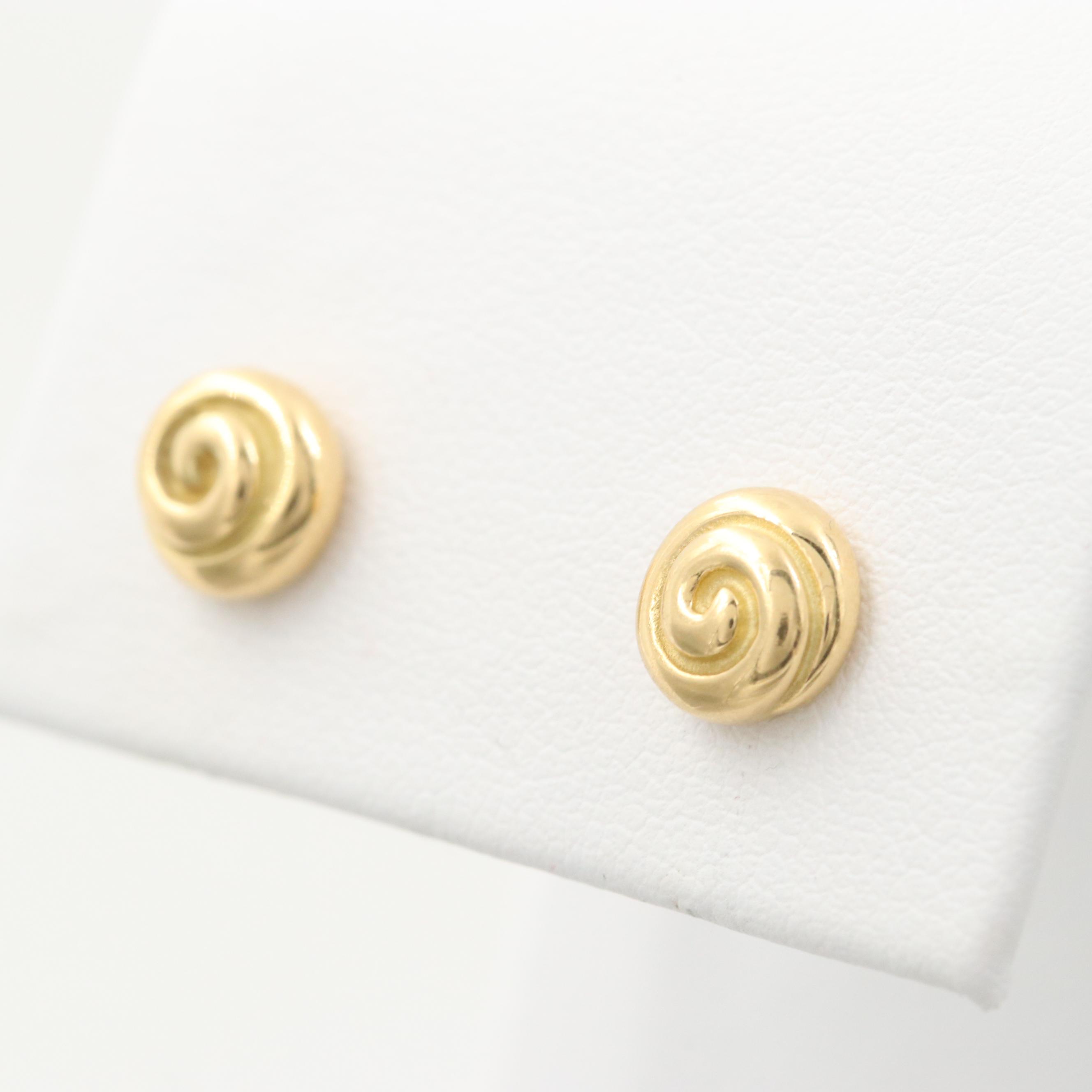 Tiffany & Co. 18K Yellow Gold Spiral Swirl Stud Earrings