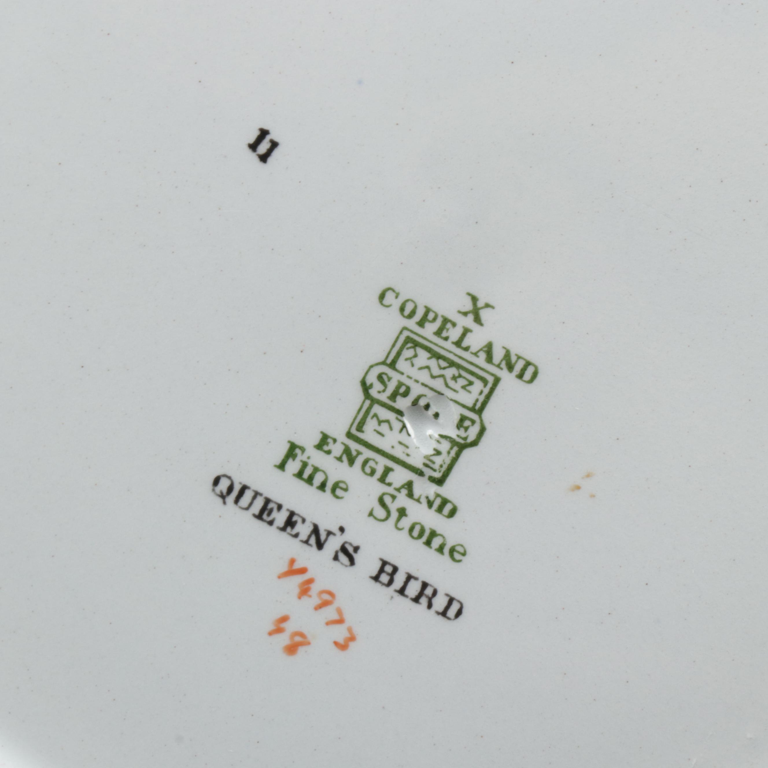 Vintage Spode "Queensbird" Stoneware Dinnerware Service for Six