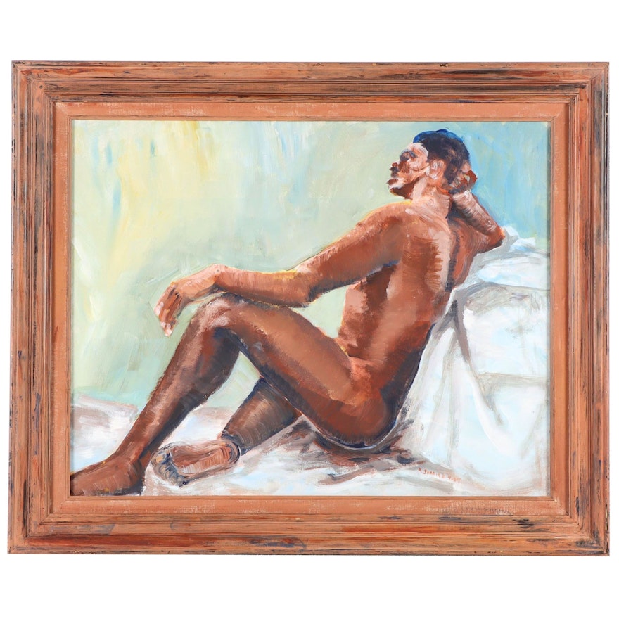 Lounging Male Nude Oil Painting