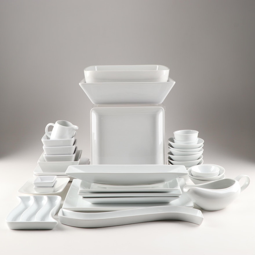 Contemporary Dinnerware Set Featuring Pier One Porcelain