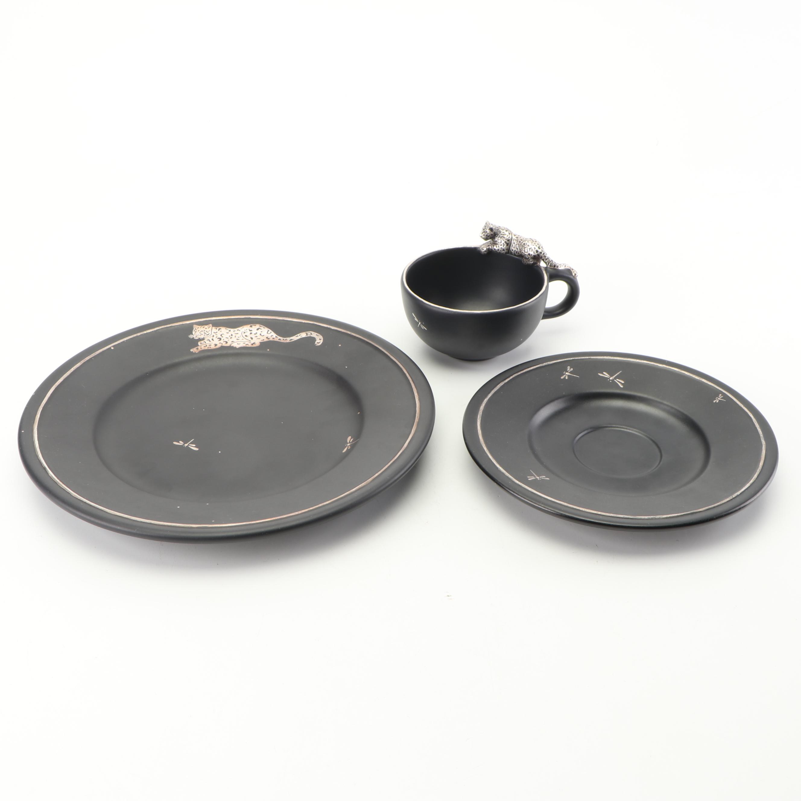 Emilia Castillo Mexican Porcelain Dinnerware with Silver Overlay