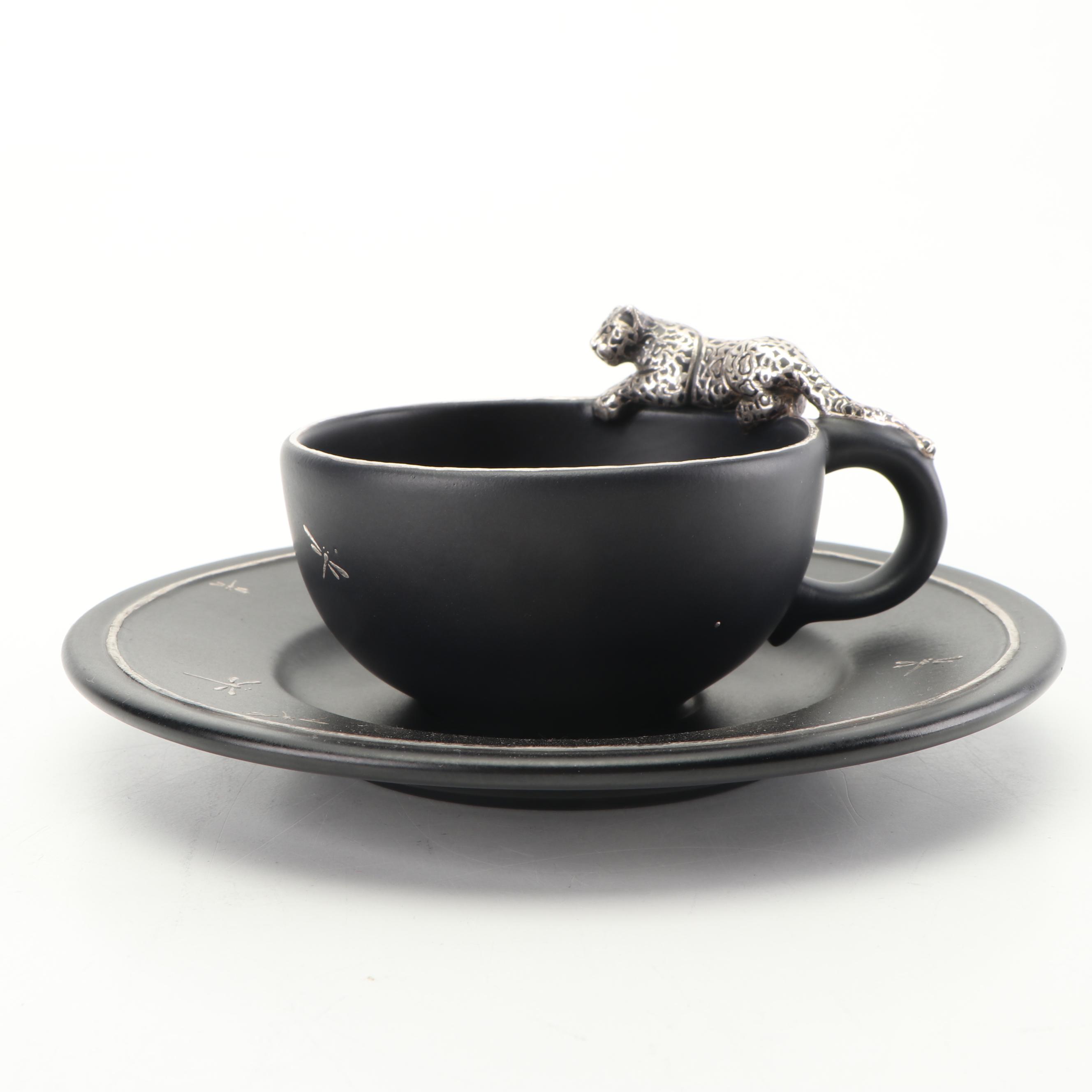 Emilia Castillo Mexican Porcelain Dinnerware with Silver Overlay