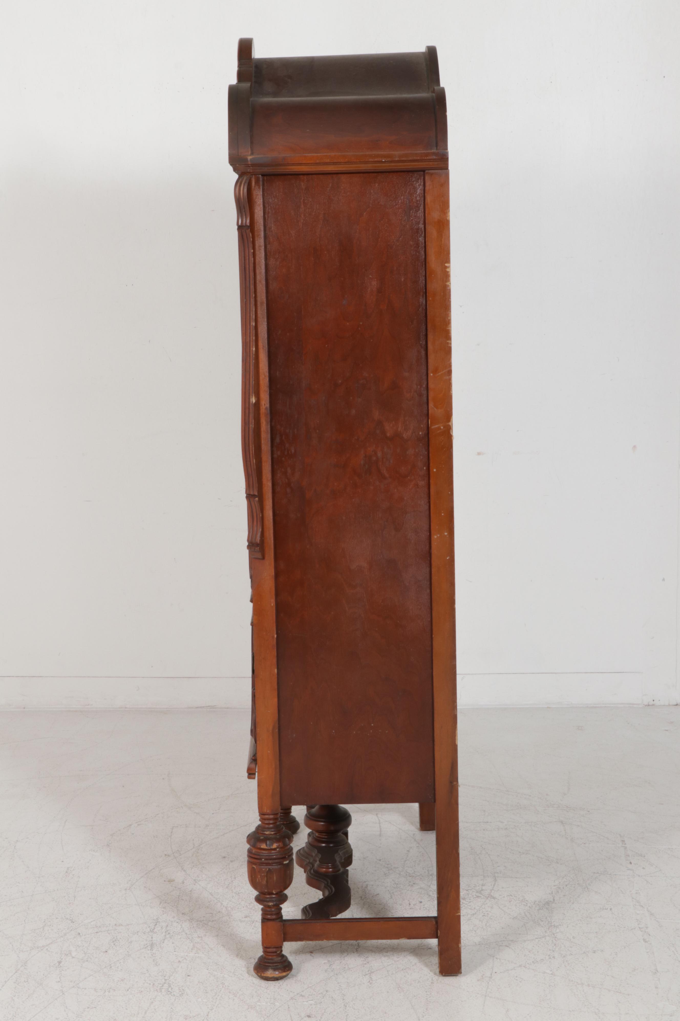Late Victorian Display Case with Figural Veneer Decoration