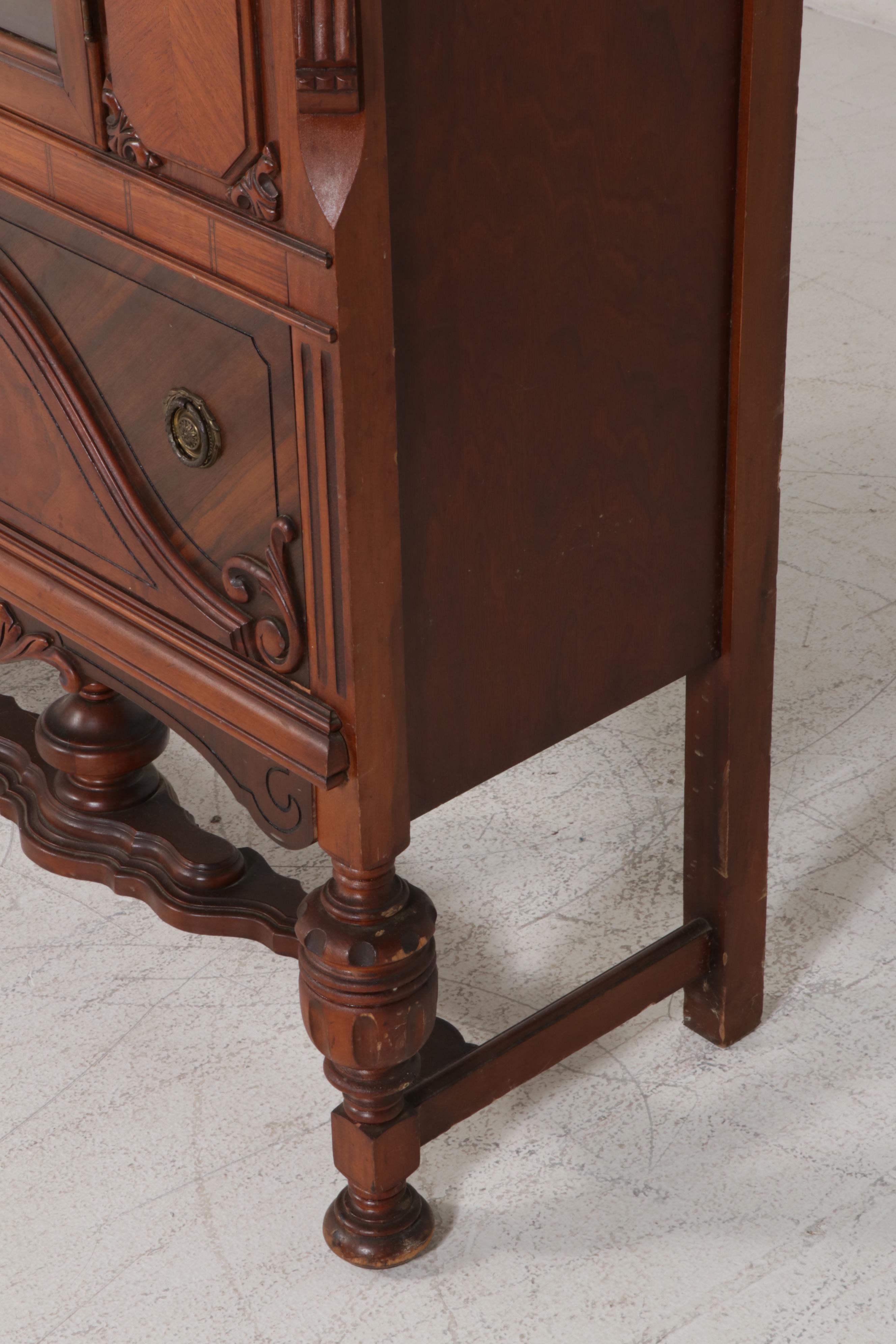 Late Victorian Display Case with Figural Veneer Decoration