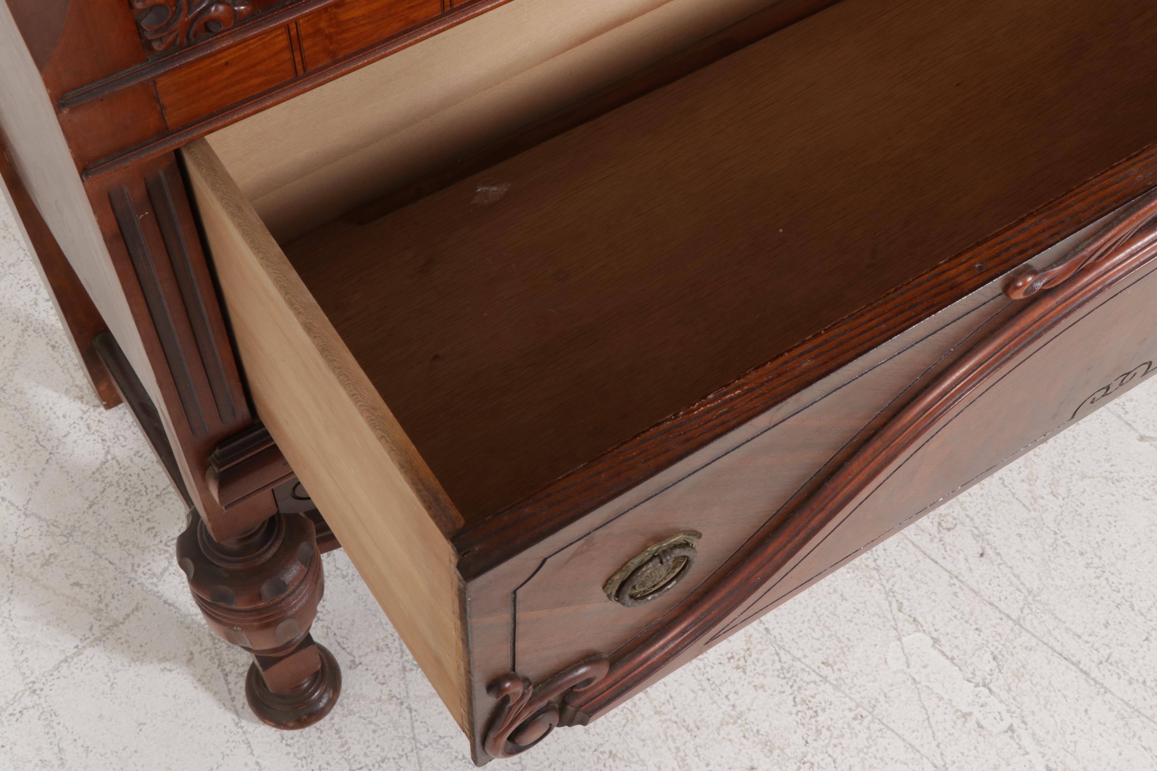 Late Victorian Display Case with Figural Veneer Decoration