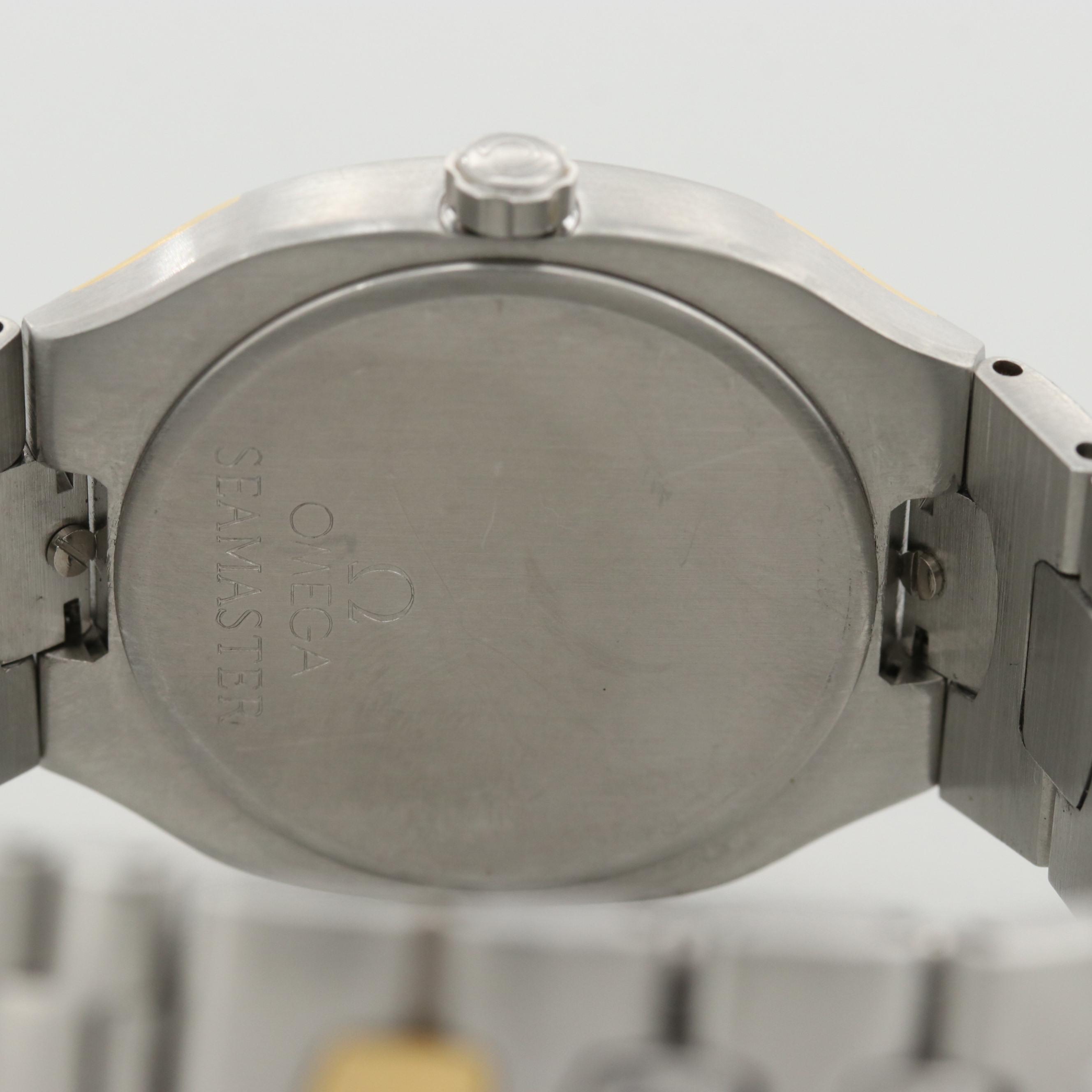 Vintage Omega Seamaster Polaris Two Tone Quartz Watch With Day and Date