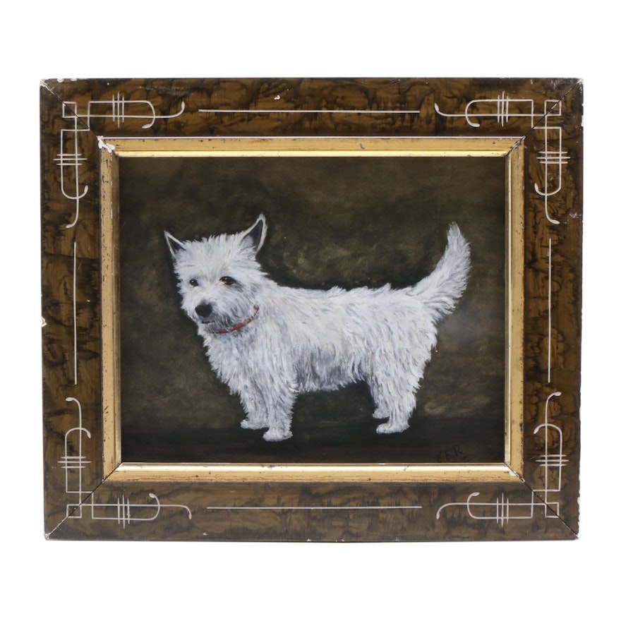 Early 20th Century Oil Canine Portrait Painting