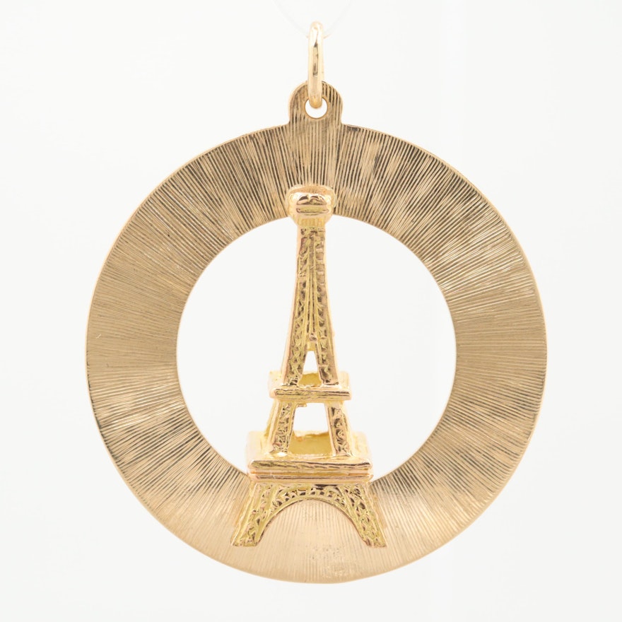 14K Yellow Gold Eiffel Tower Pendant