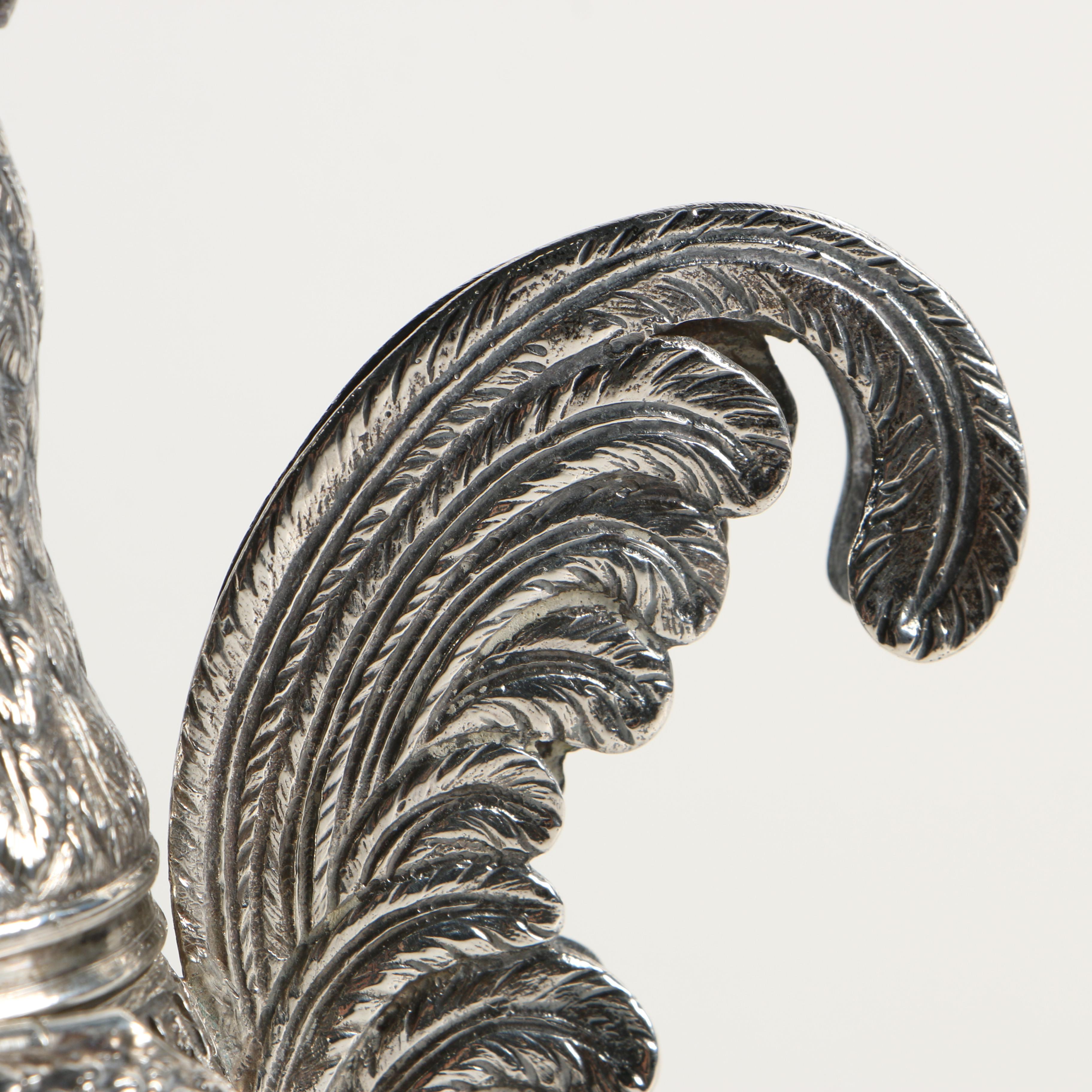 German 800 Silver Hinged Rooster Spice Box