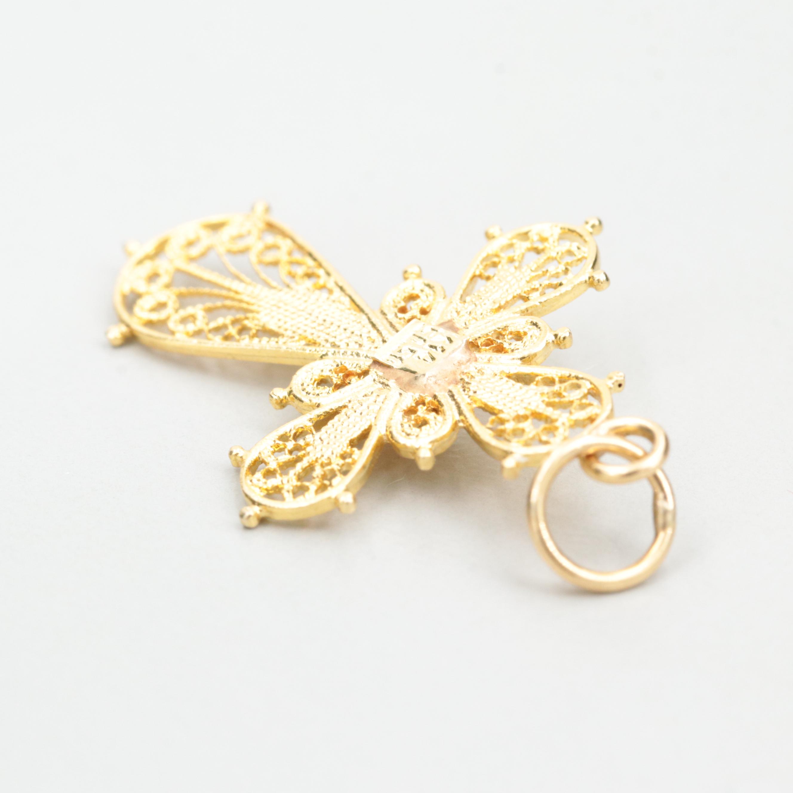 14K Yellow Gold Filigree Cross Pendant