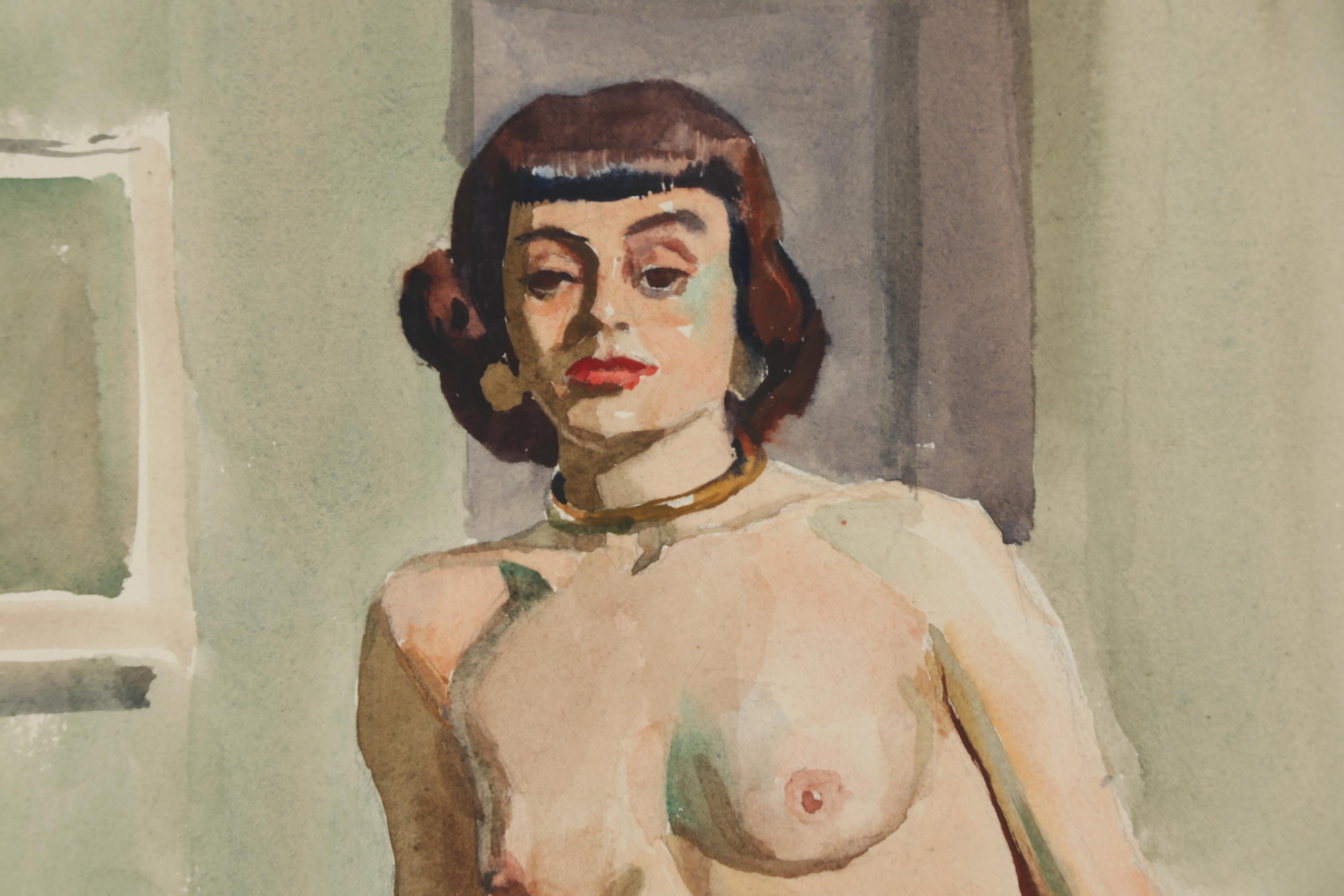 Edmond Fitzgerald Figural Watercolor Painting