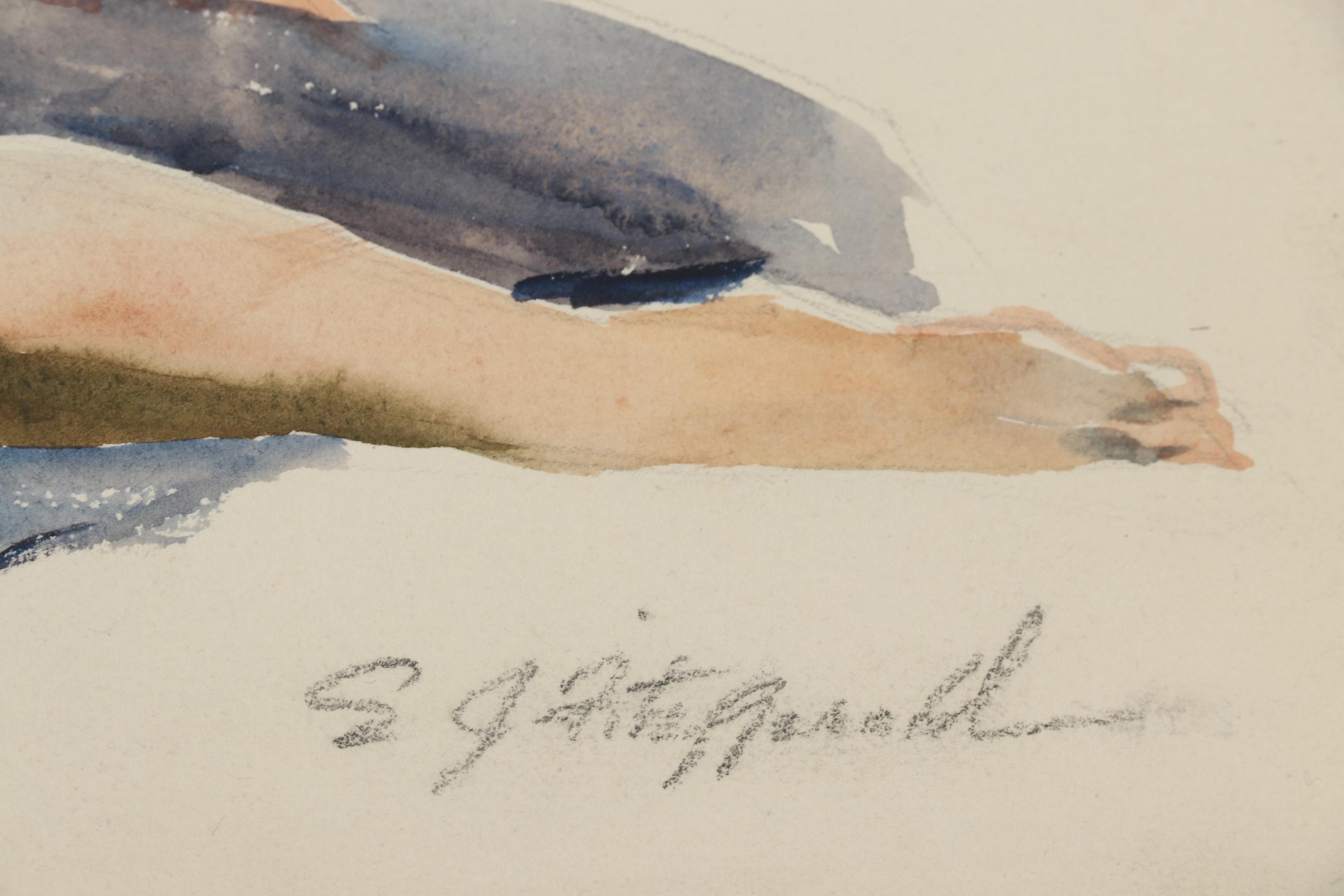 Edmond Fitzgerald Figural Watercolor Painting