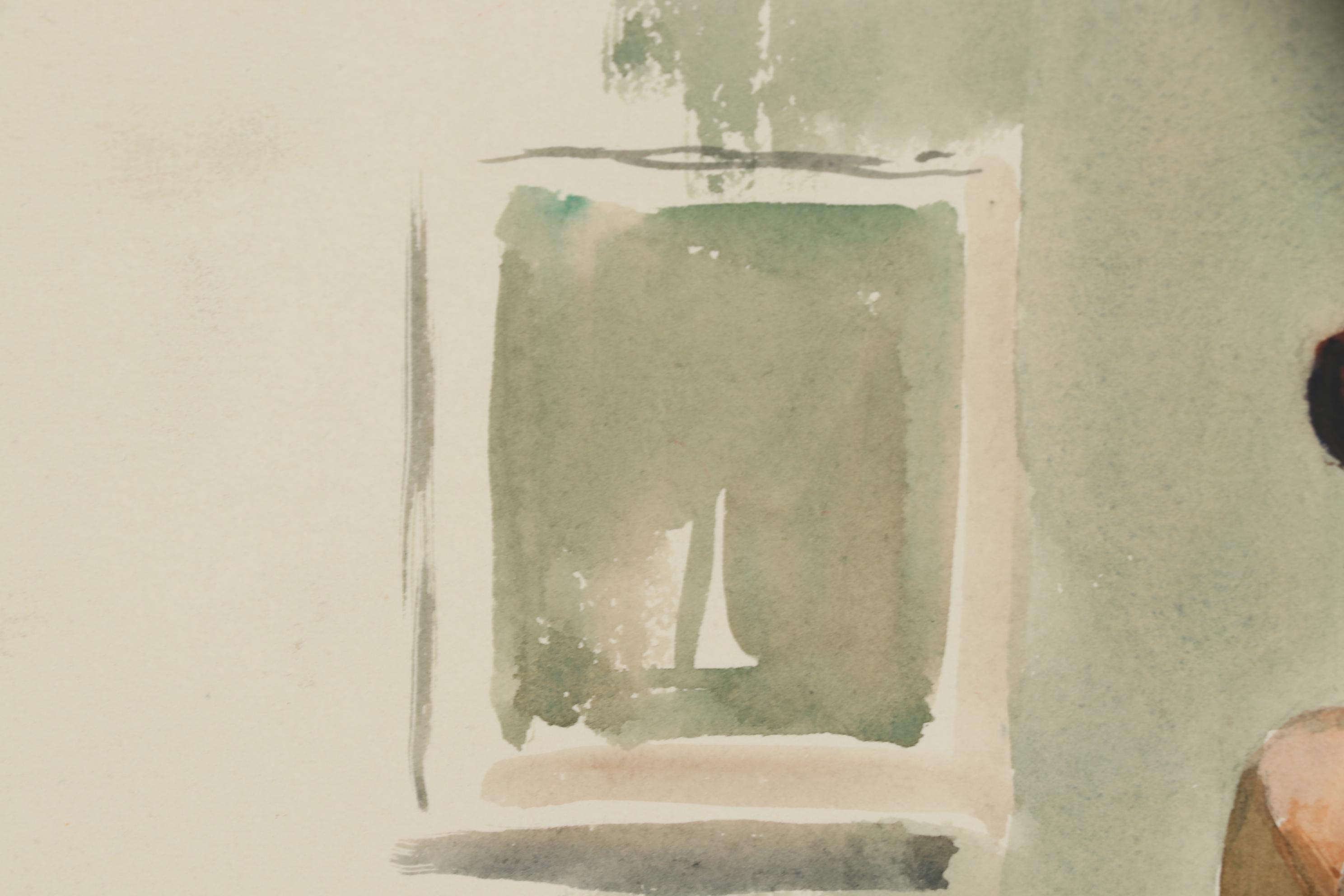 Edmond Fitzgerald Figural Watercolor Painting