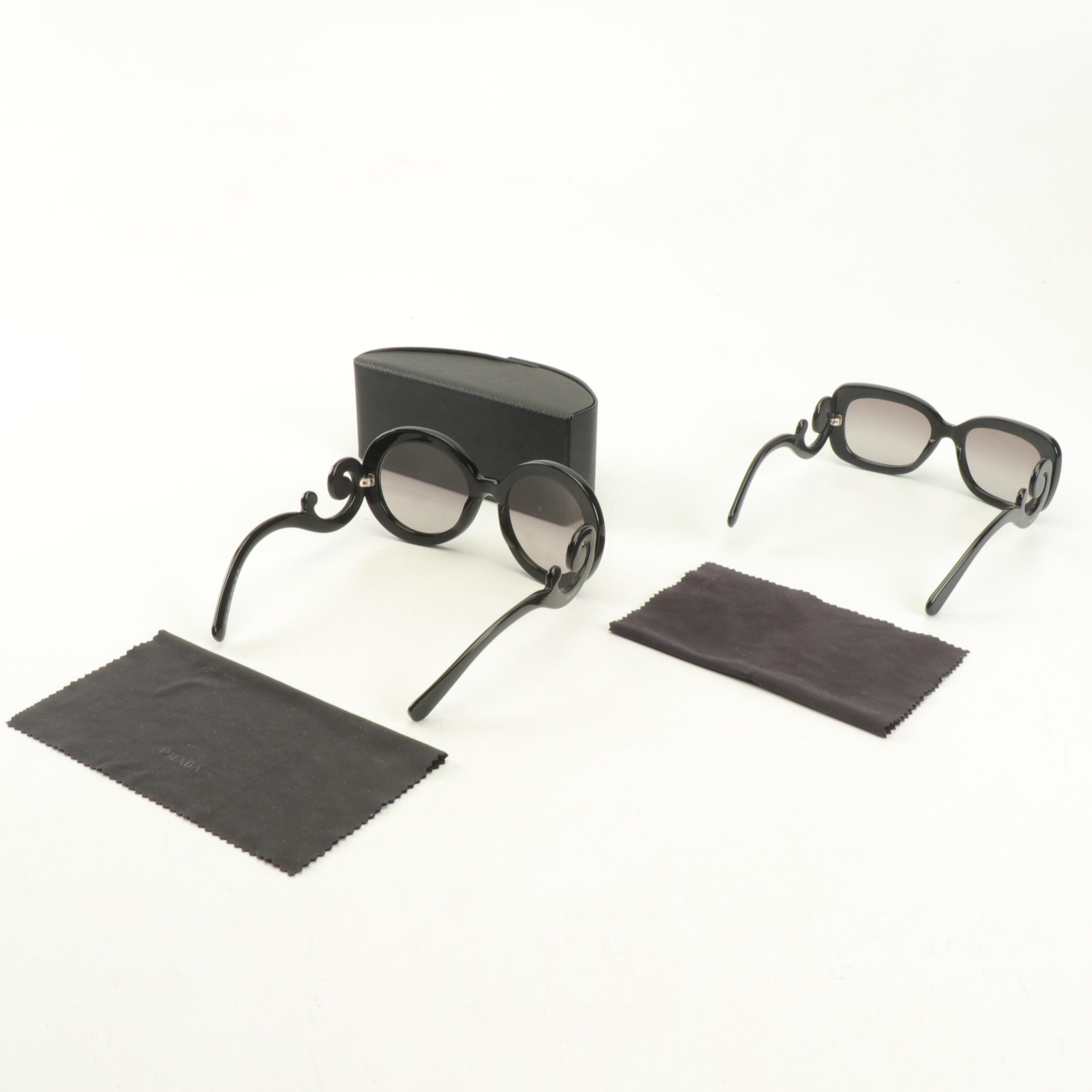 Prada SPR 27N and SPR 270 Baroque Black Sunglasses