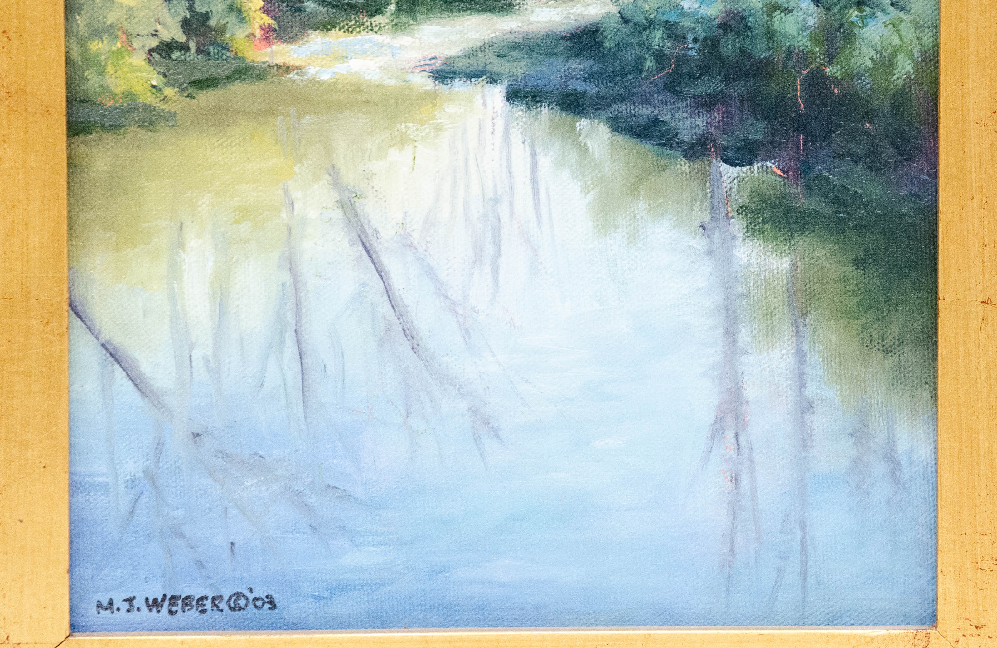 M. J. Weber Winter Landscape Oil Painting