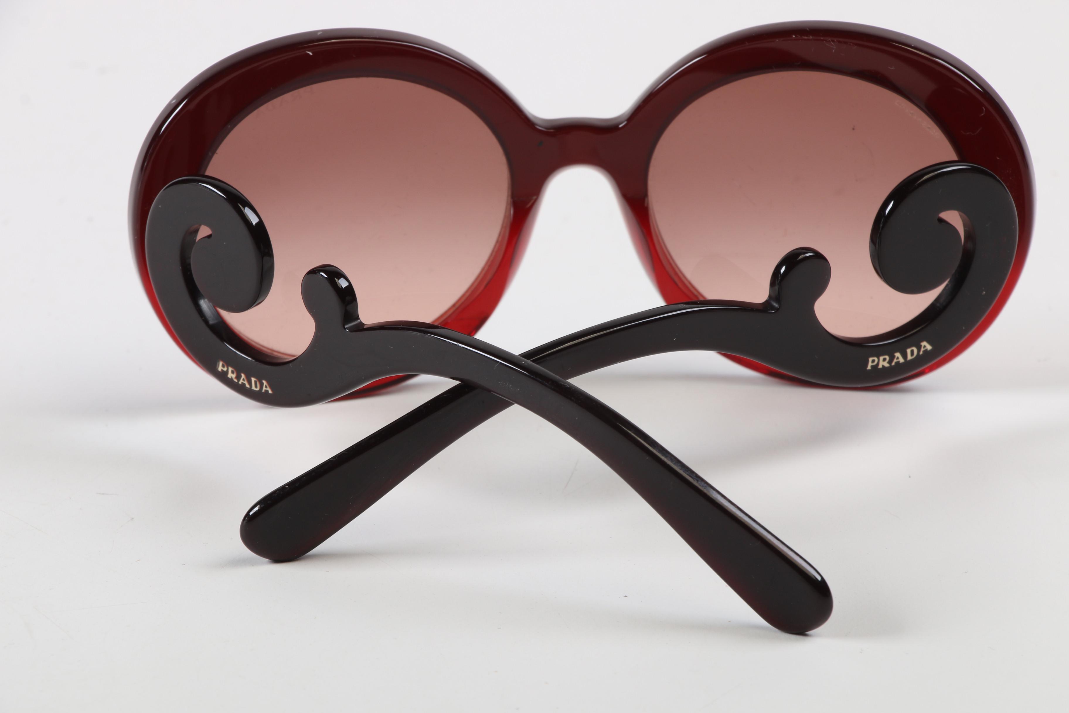 Prada SPR27N Baroque Round Sunglasses in Red and Black