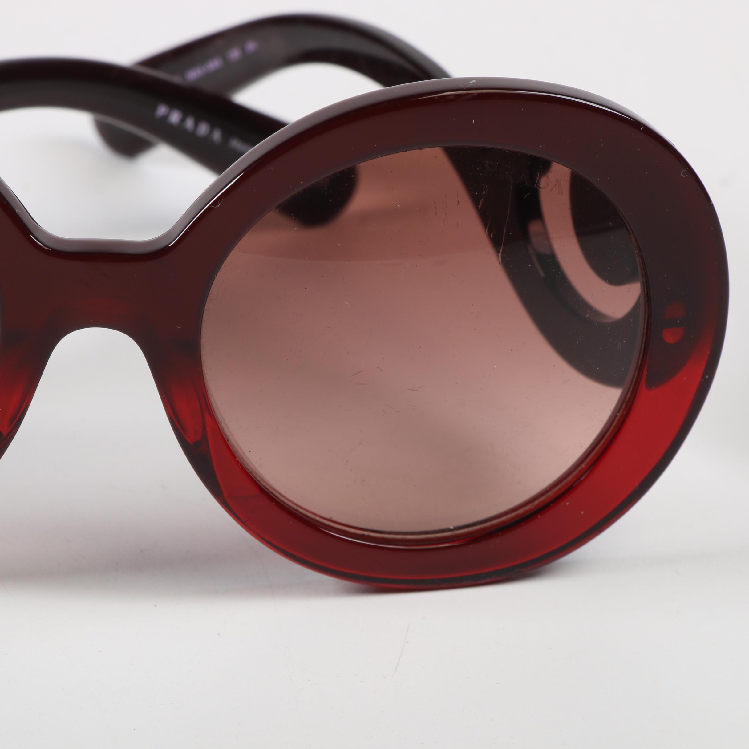 Prada SPR27N Baroque Round Sunglasses in Red and Black