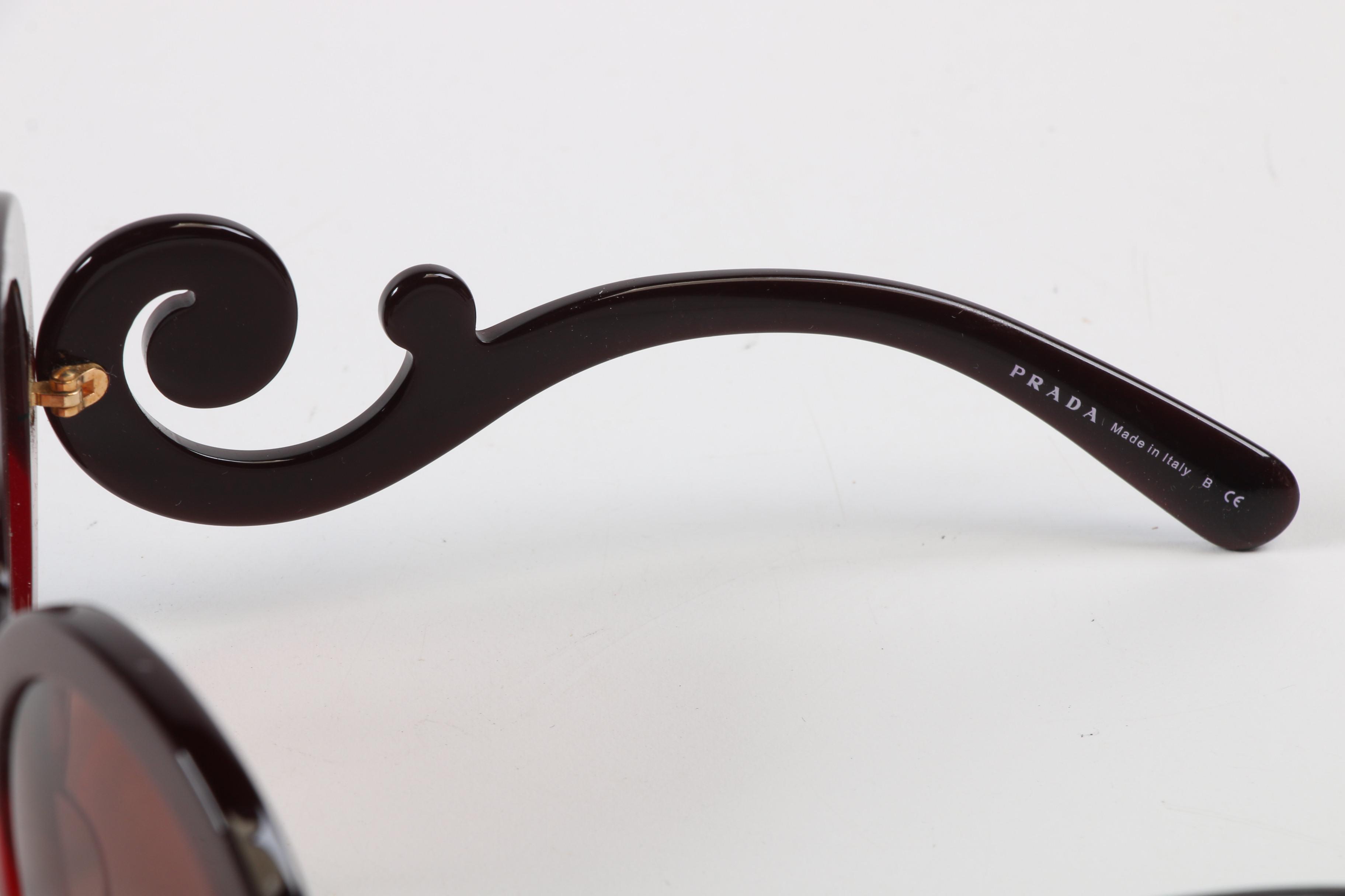 Prada SPR27N Baroque Round Sunglasses in Red and Black