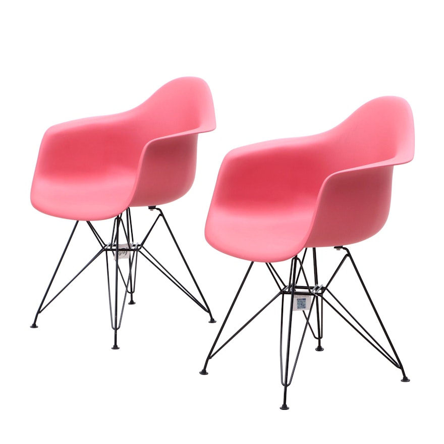 Pair of GIA, Modernist Style Molded Plastic and Metal Armchairs