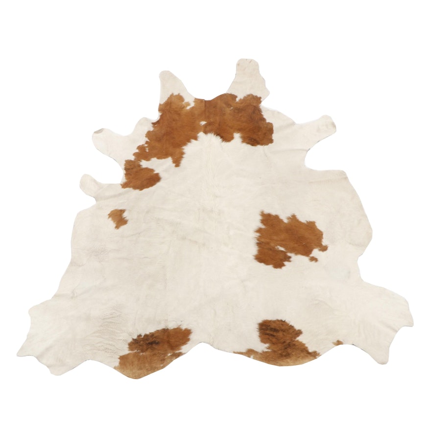Brazilian White and Brown Spotted Cowhide Rug