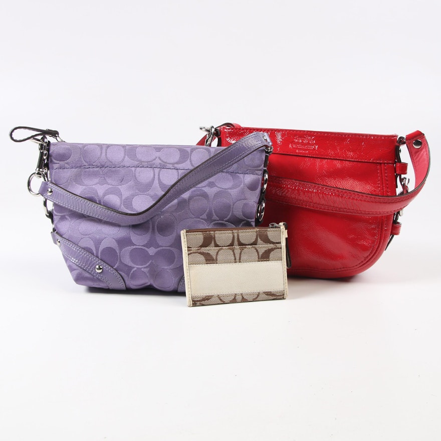 Coach Zoe and Carly Convertible Hobo Bags with Signature Jacquard Coin Pouch