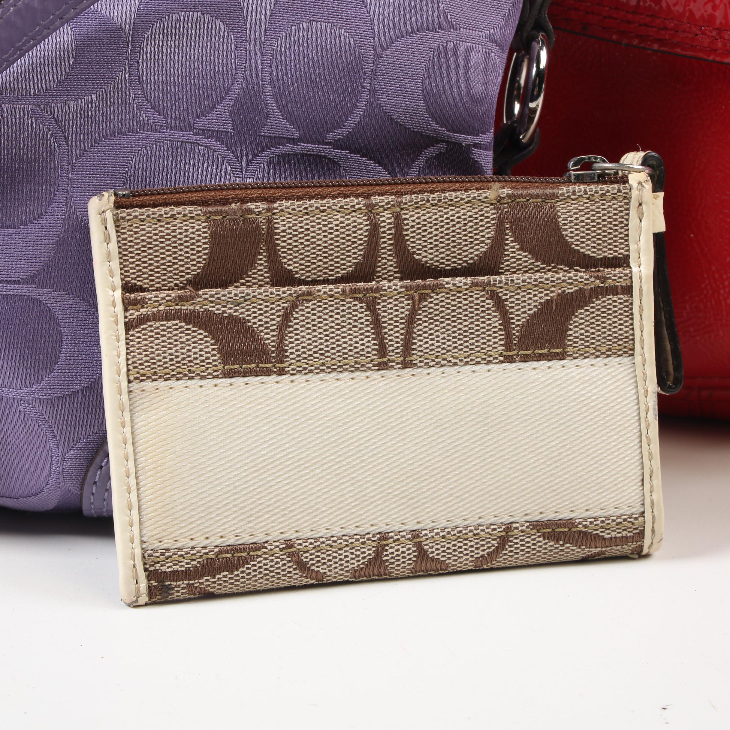 Coach Zoe and Carly Convertible Hobo Bags with Signature Jacquard Coin Pouch