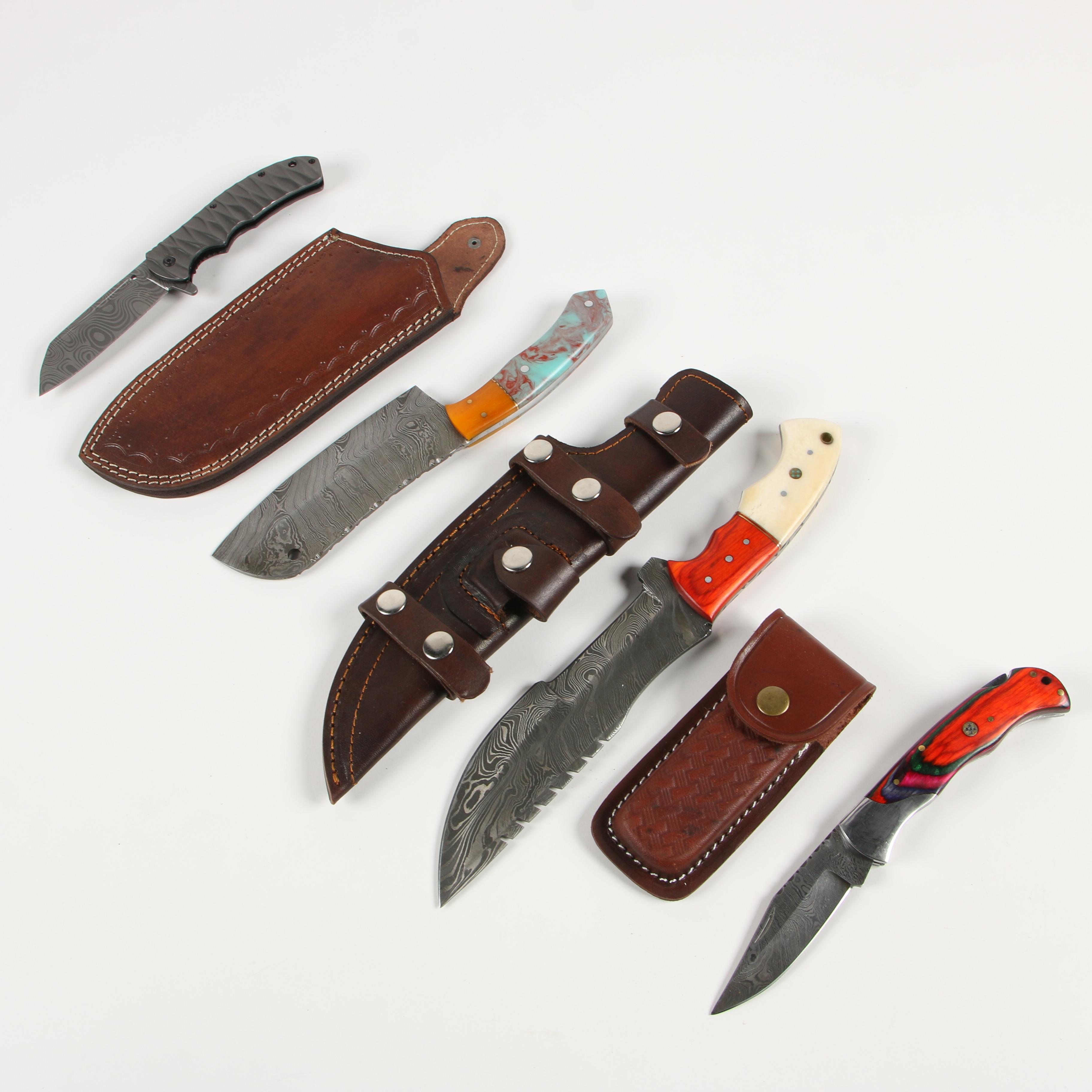 Damascus Steel Fixed Blade and Folding Knives