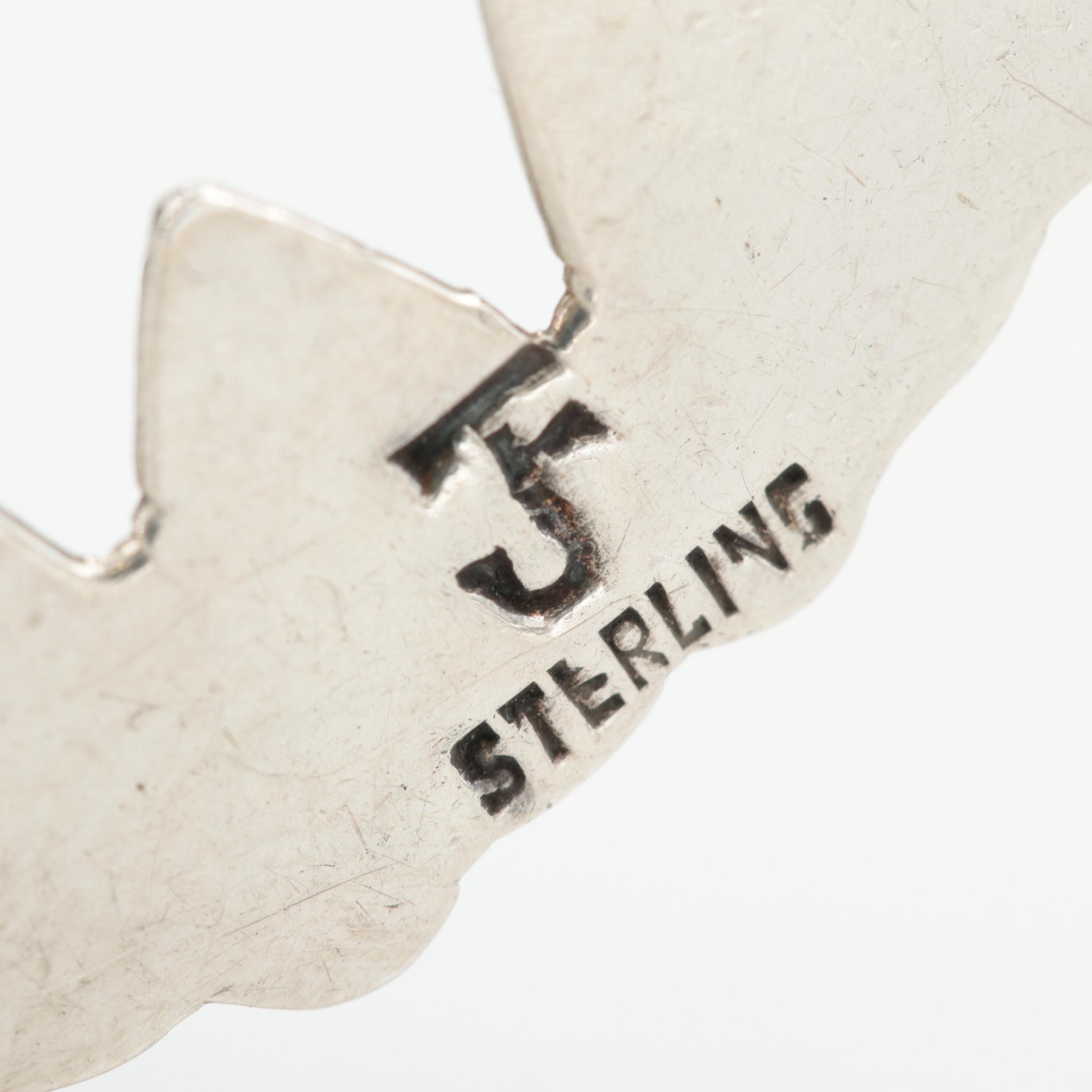 Mexican Sterling Silver Turquoise Dangle Earrings by Federico Jimenez