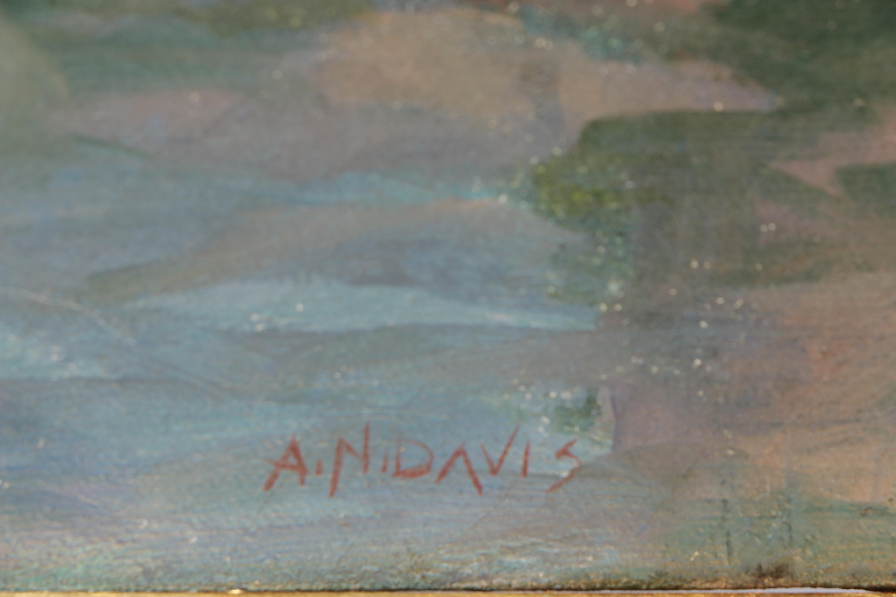 Arthur Norman Davis Harbor Scene Oil Painting